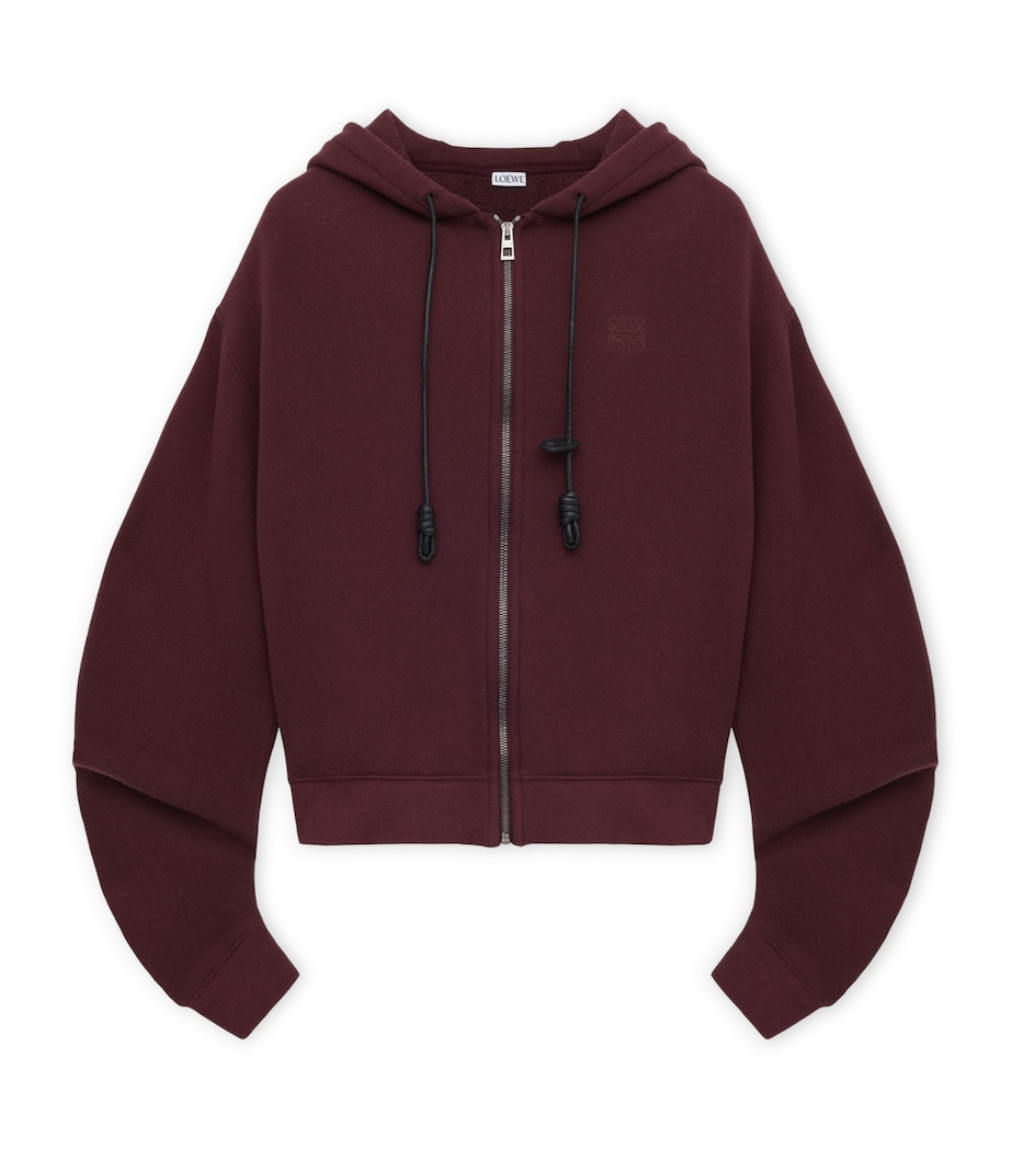 Cotton-Cashmere Flamenco Zip-Up Hoodie DARK BURGUNDY Image 1
