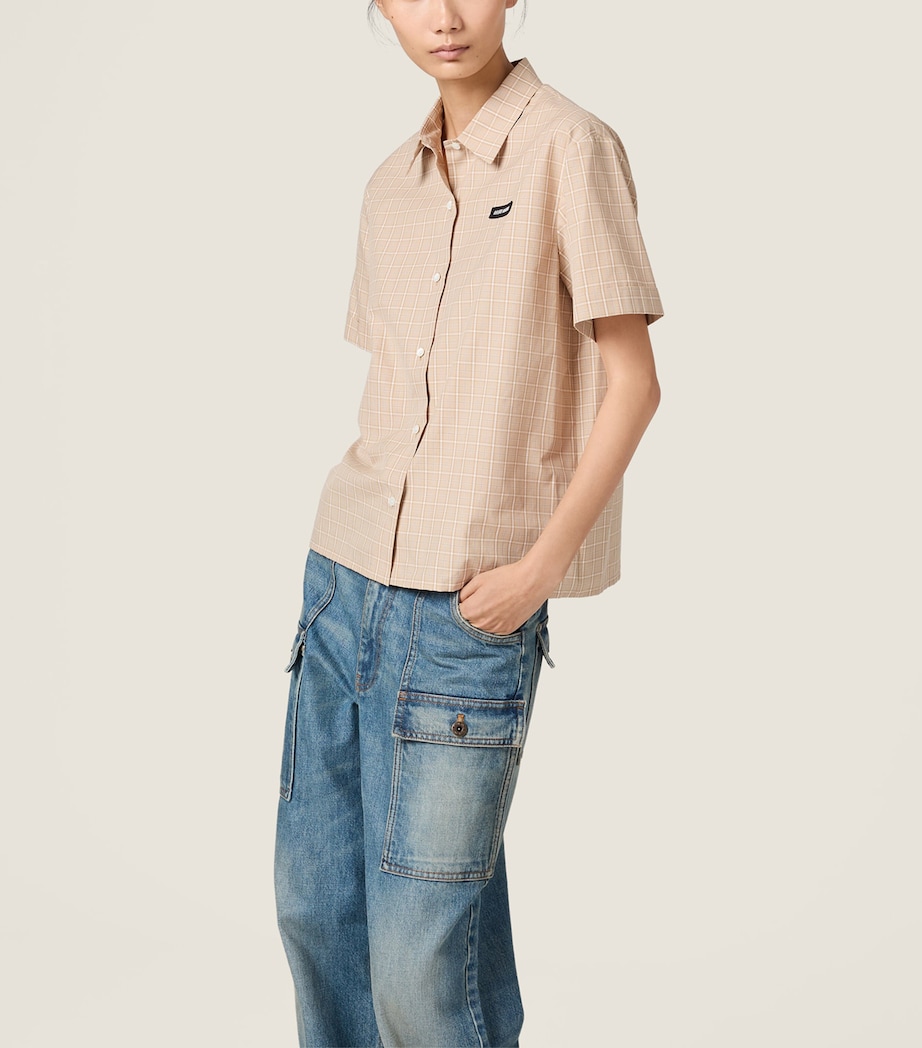 Miu Miu Womens Cotton Poplin Check Oversized Shirt Image 2