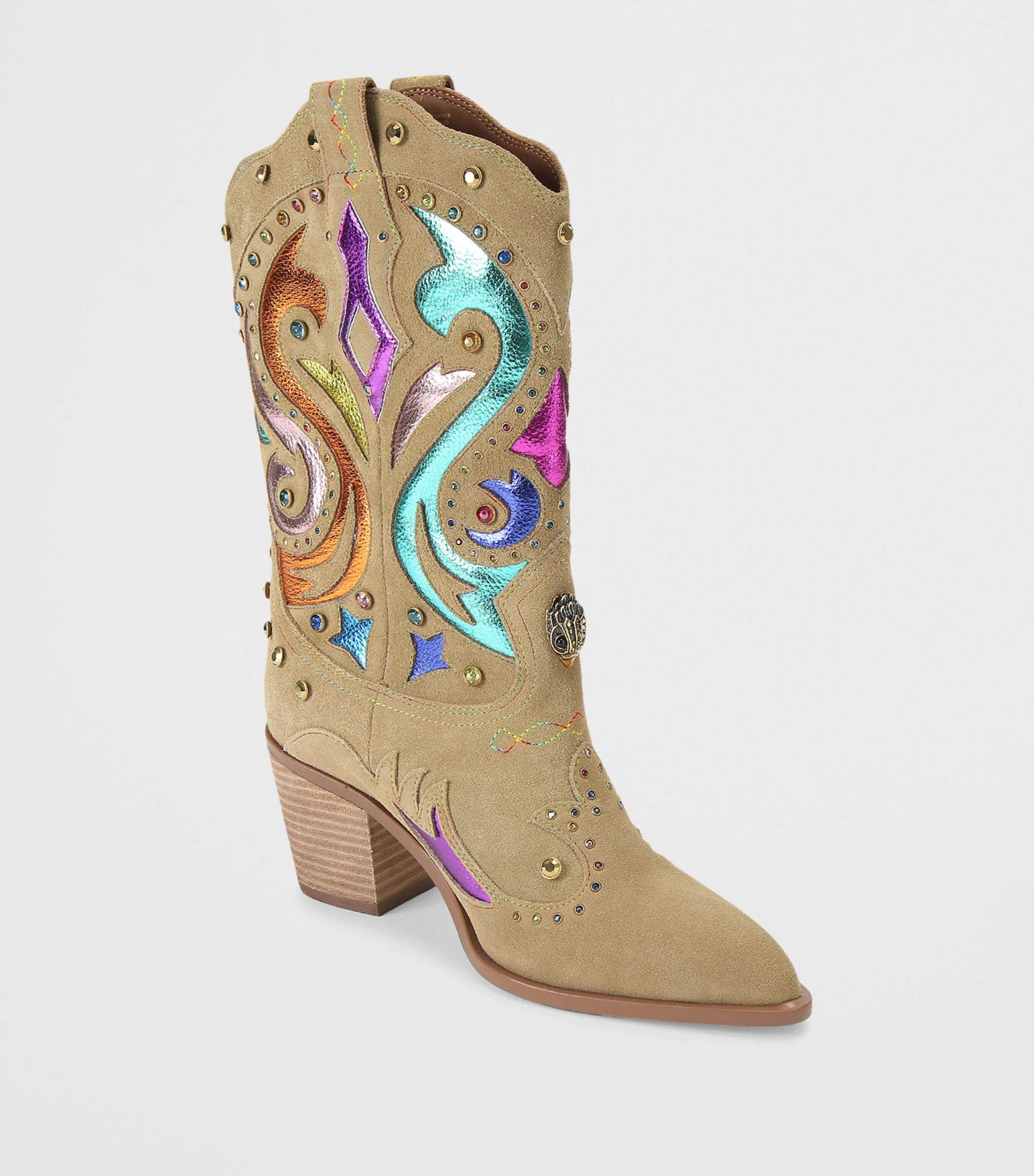 Kurt Geiger London Suede Kensington Cowboy Boots Camel/comb Image 3