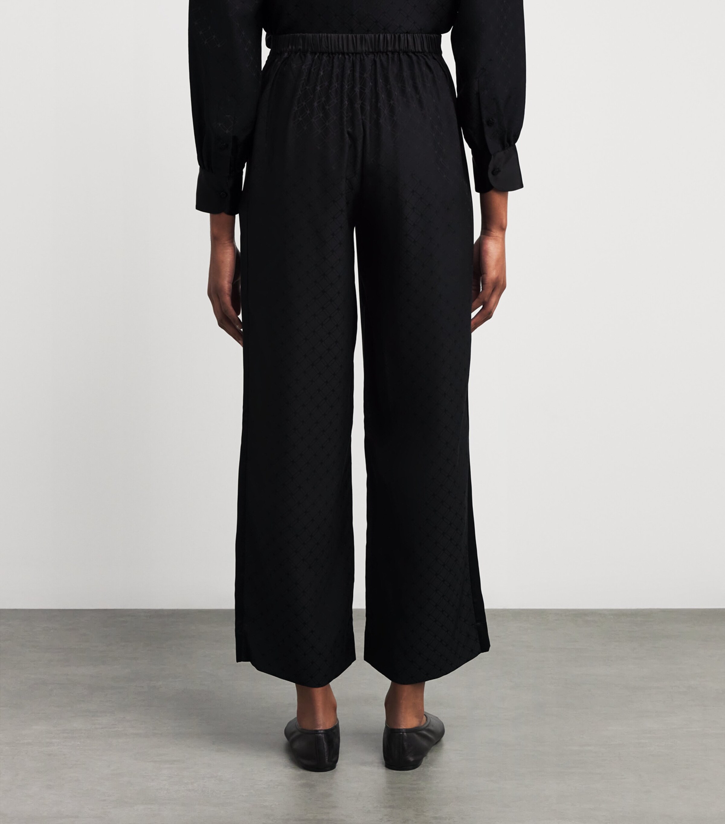 Silk Jacquard Splendeur Wide-Leg Trousers 1001 NOIR Image 4