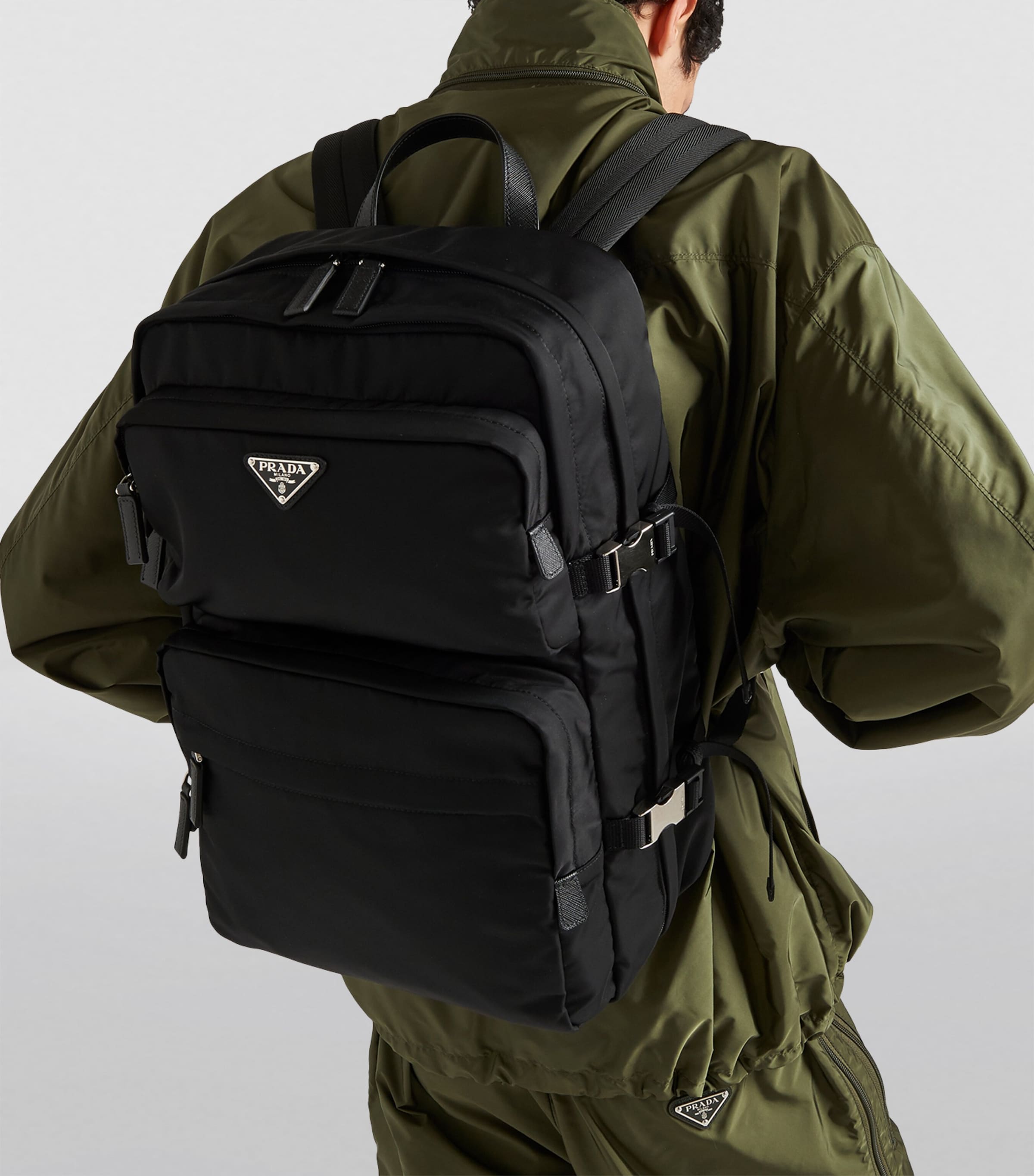 Re-Nylon and Leather Backpack F0002 Image 5