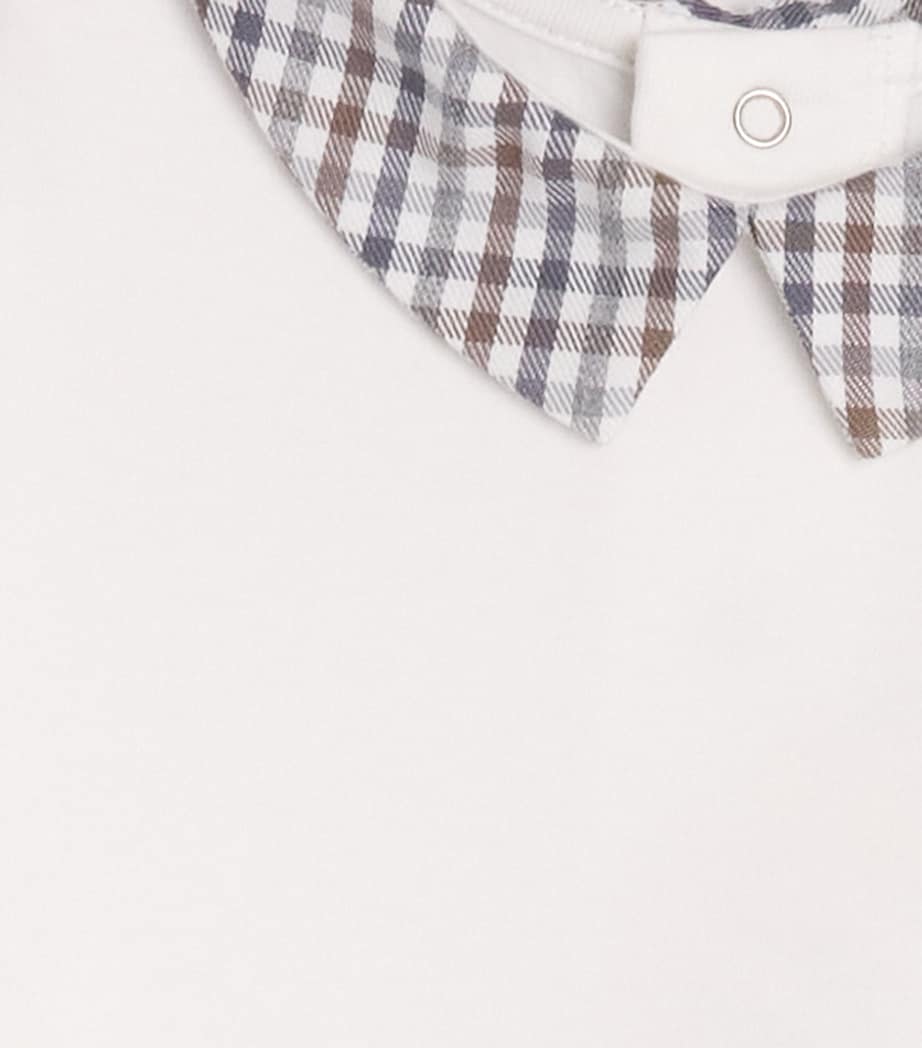 Cotton Houndstooth-Collar Bodysuit (1-36 Months) BROWN Image 3