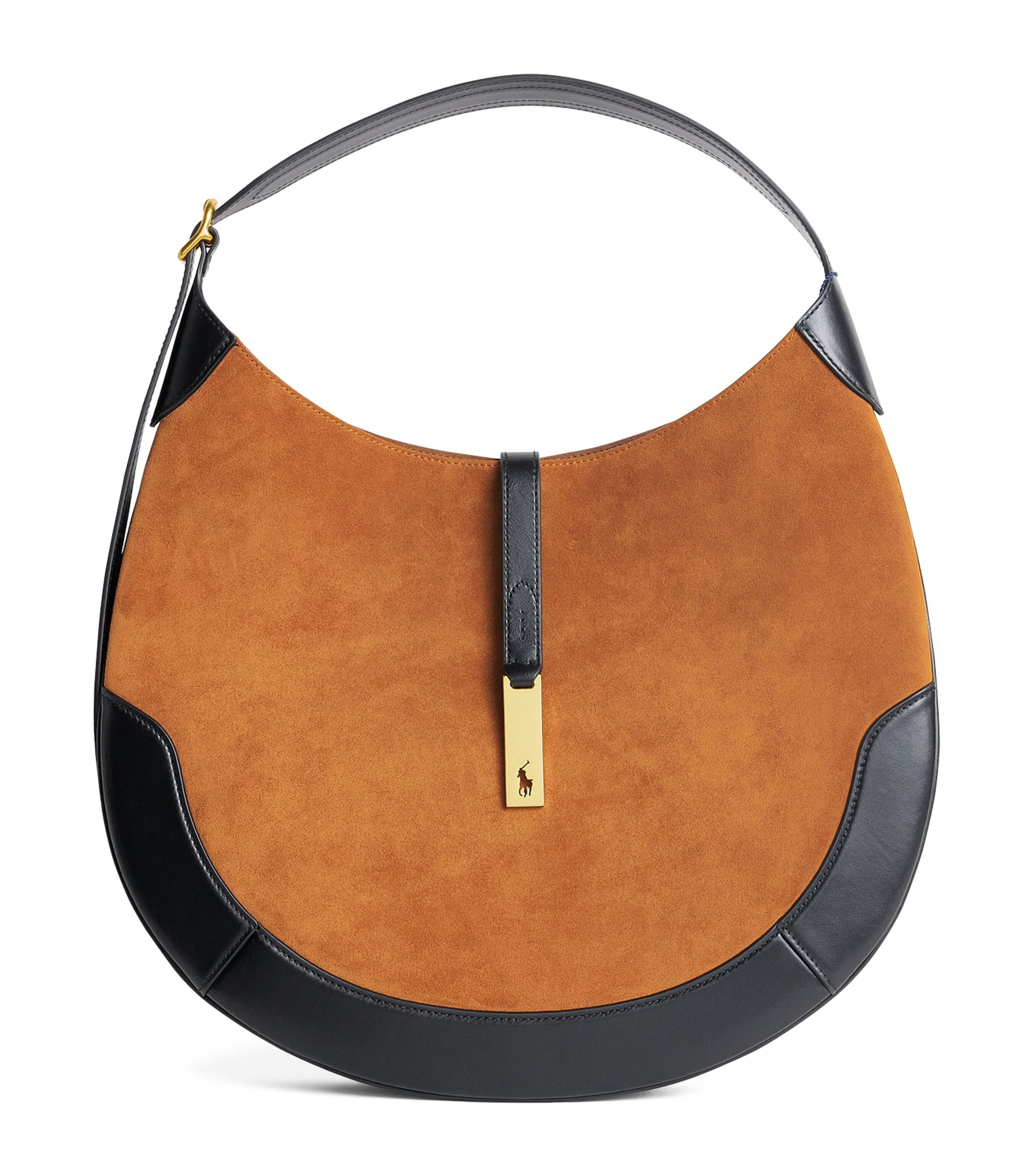 Polo Ralph Lauren Large Suede Polo ID Shoulder Bag Toffee/black Image 1