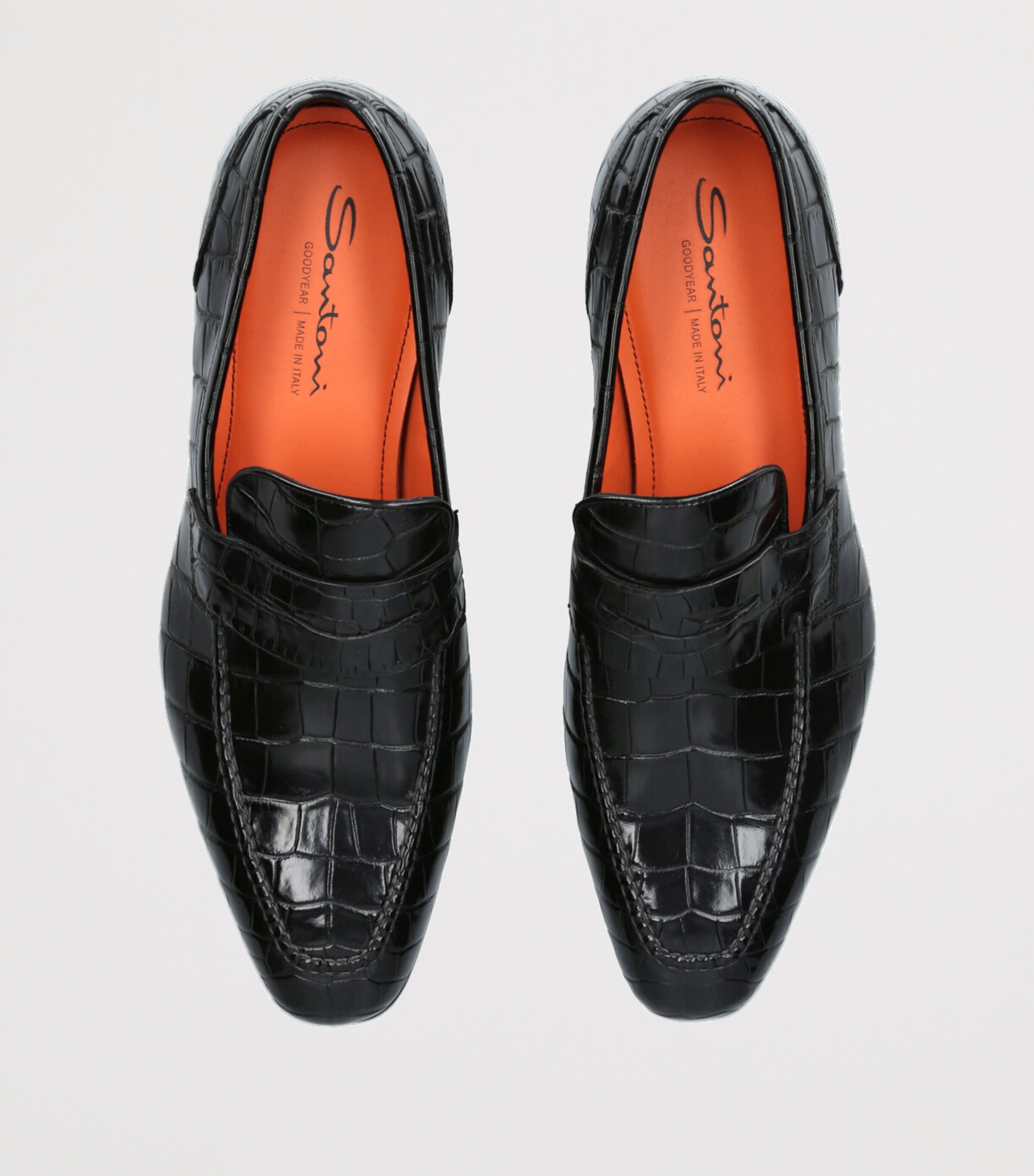 Crocodile Leather Derby Loafers BLACK Image 4