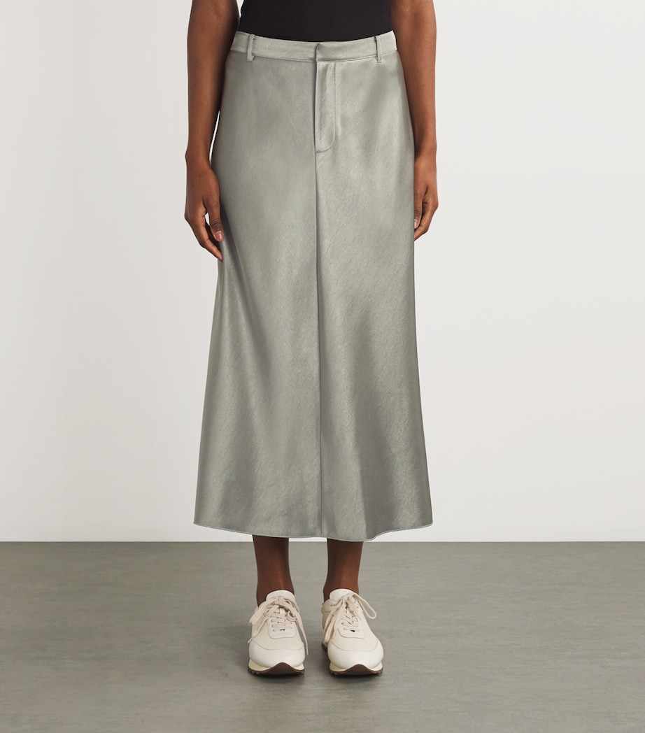 Satin A-Line Midi Skirt 380SMK SMOKY MOSS Image 3