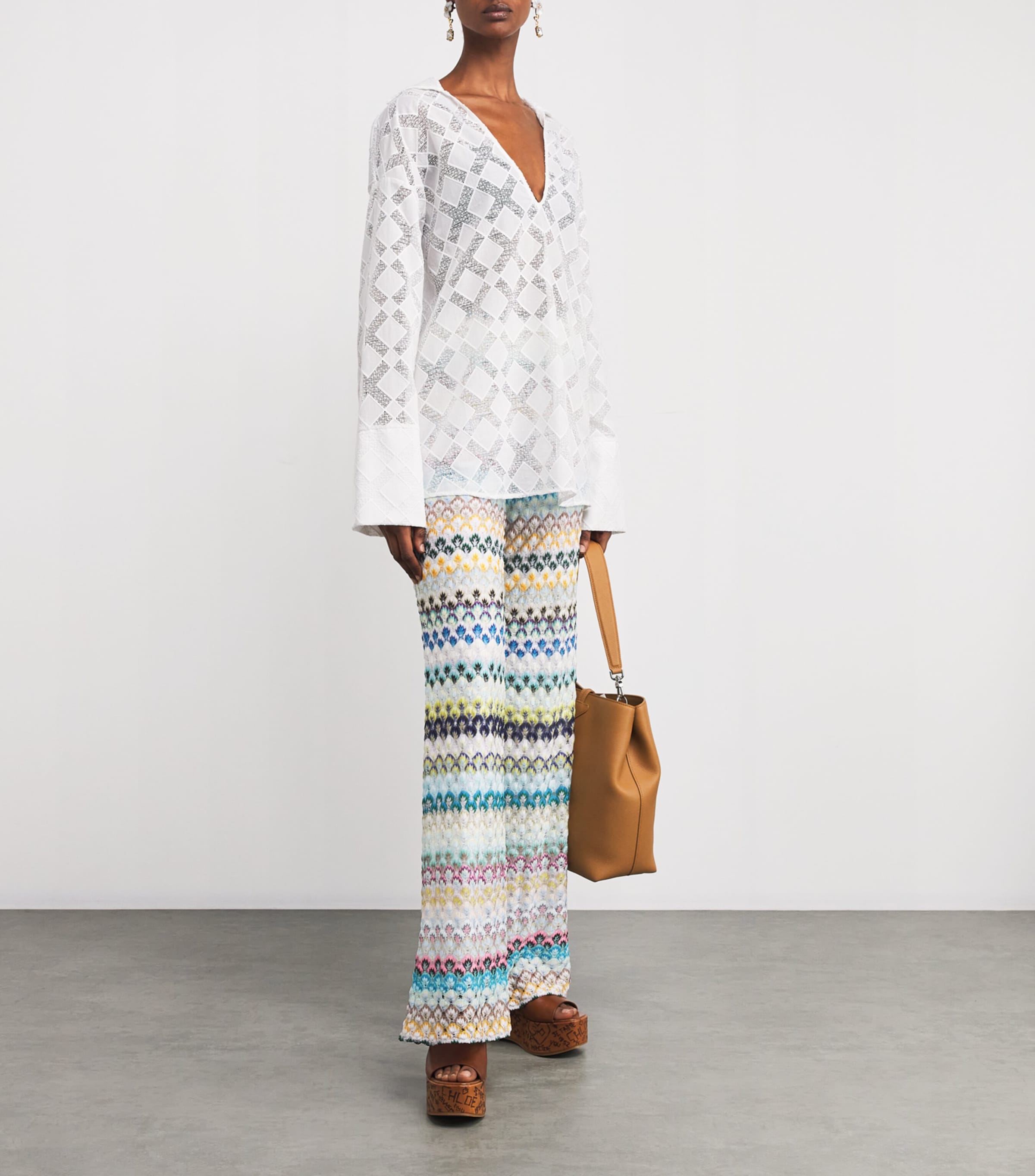 Crocheted Wide-Leg Trousers S507H MULTI Image 2