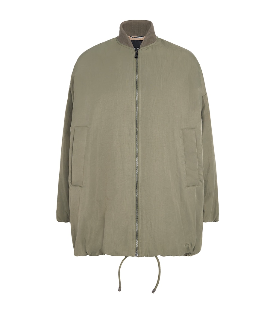 Water-Repellent Oversized Bomber Jacket SAGE GREEN Image 1