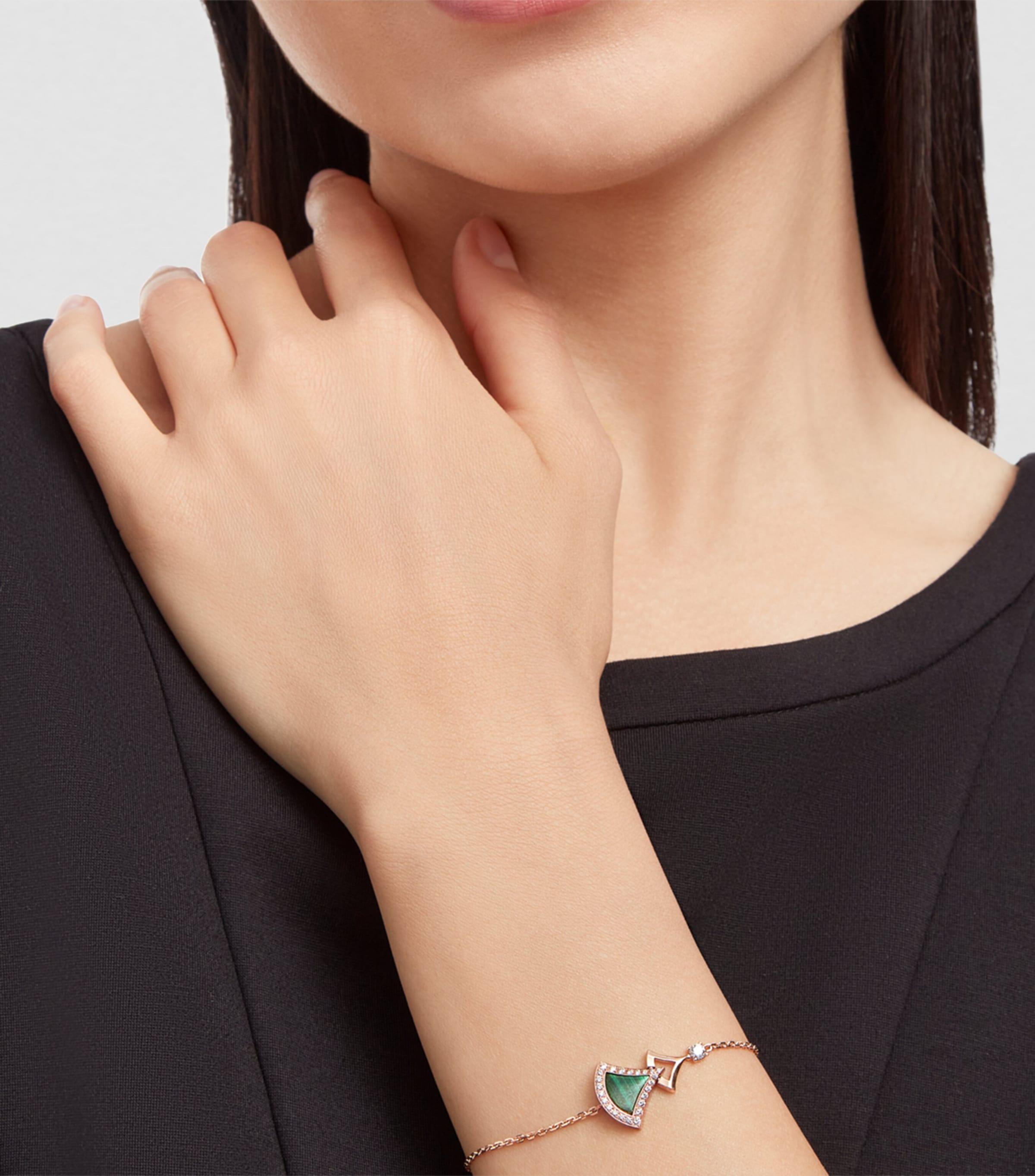 Rose Gold, Diamond and Malachite Divas’ Dream Bracelet PINK GOLD Image 4
