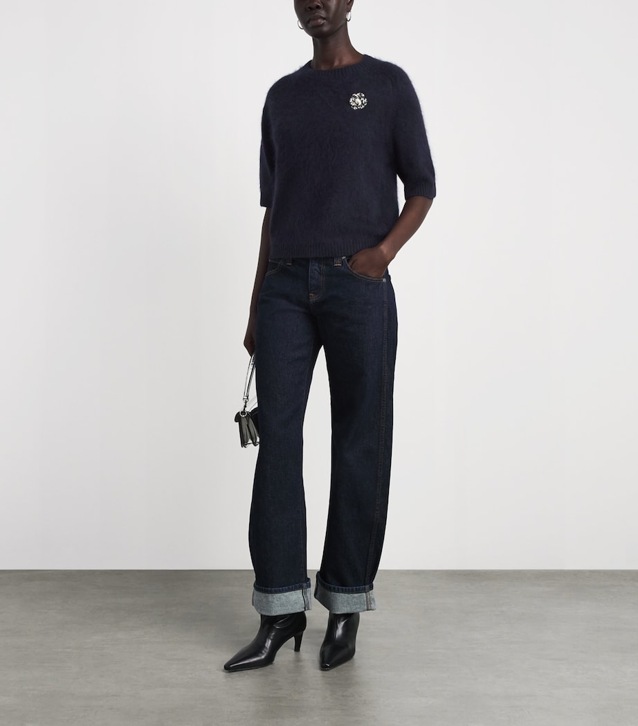 Maje Womens Brooch-Detail Sweater Navy Image 2