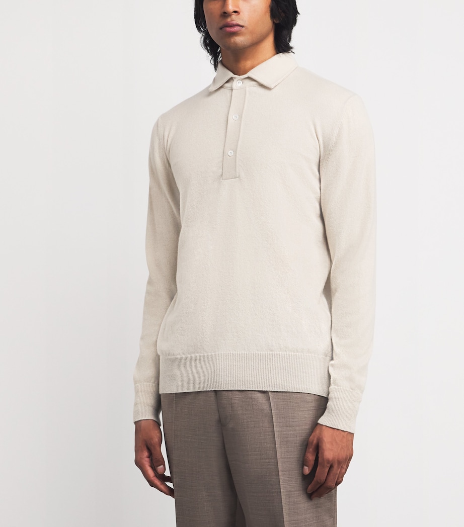 Cashmere Long-Sleeve Polo Shirt 120 Image 3