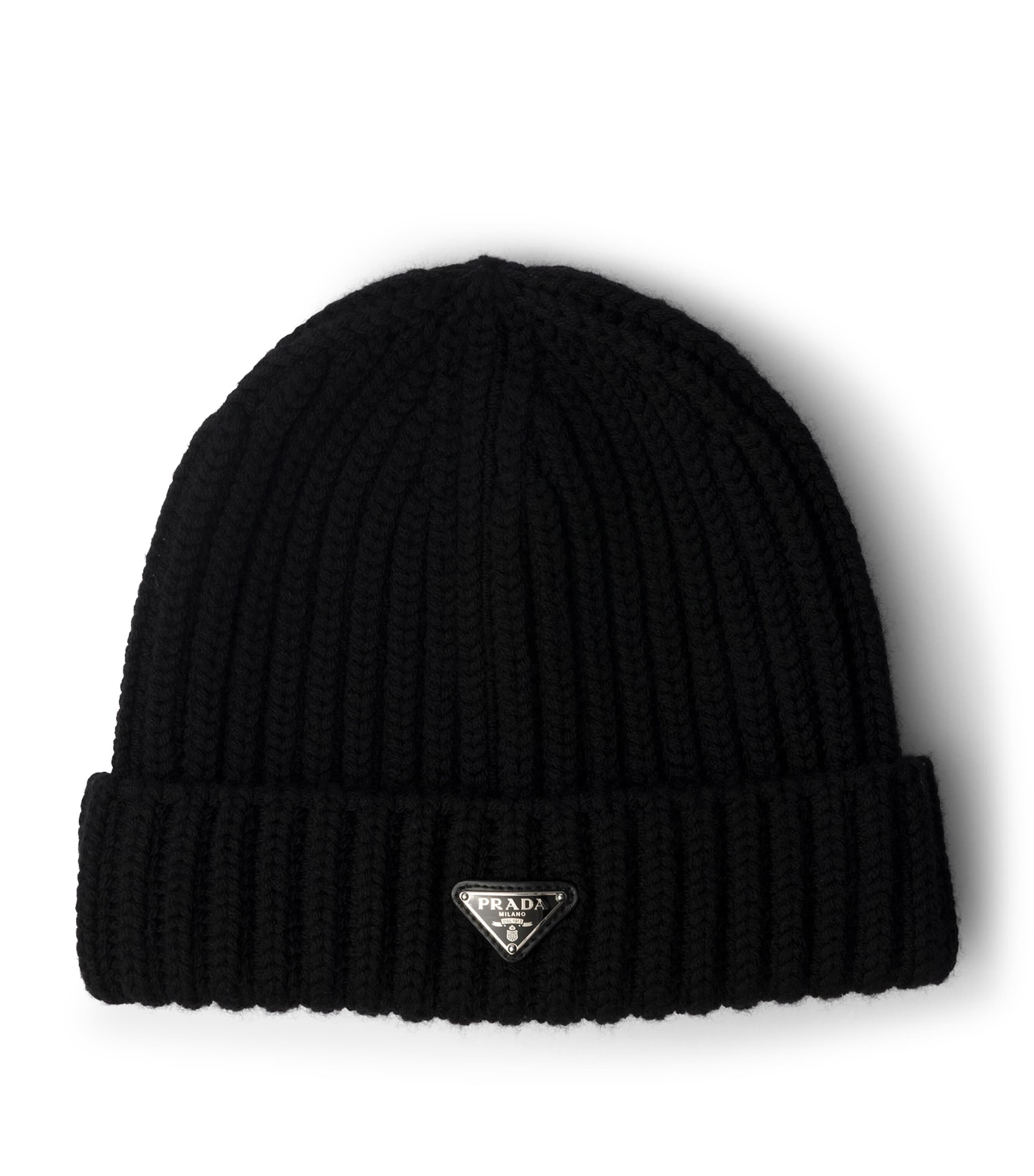 Prada Wool Logo Beanie Black Image 1