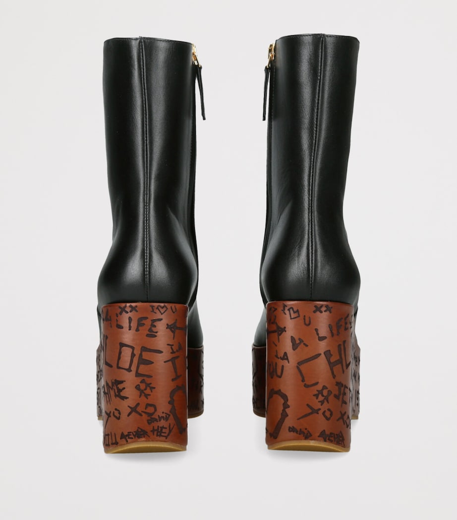 Leather Maxime Wedge Ankle Boots 80 BLACK Image 2