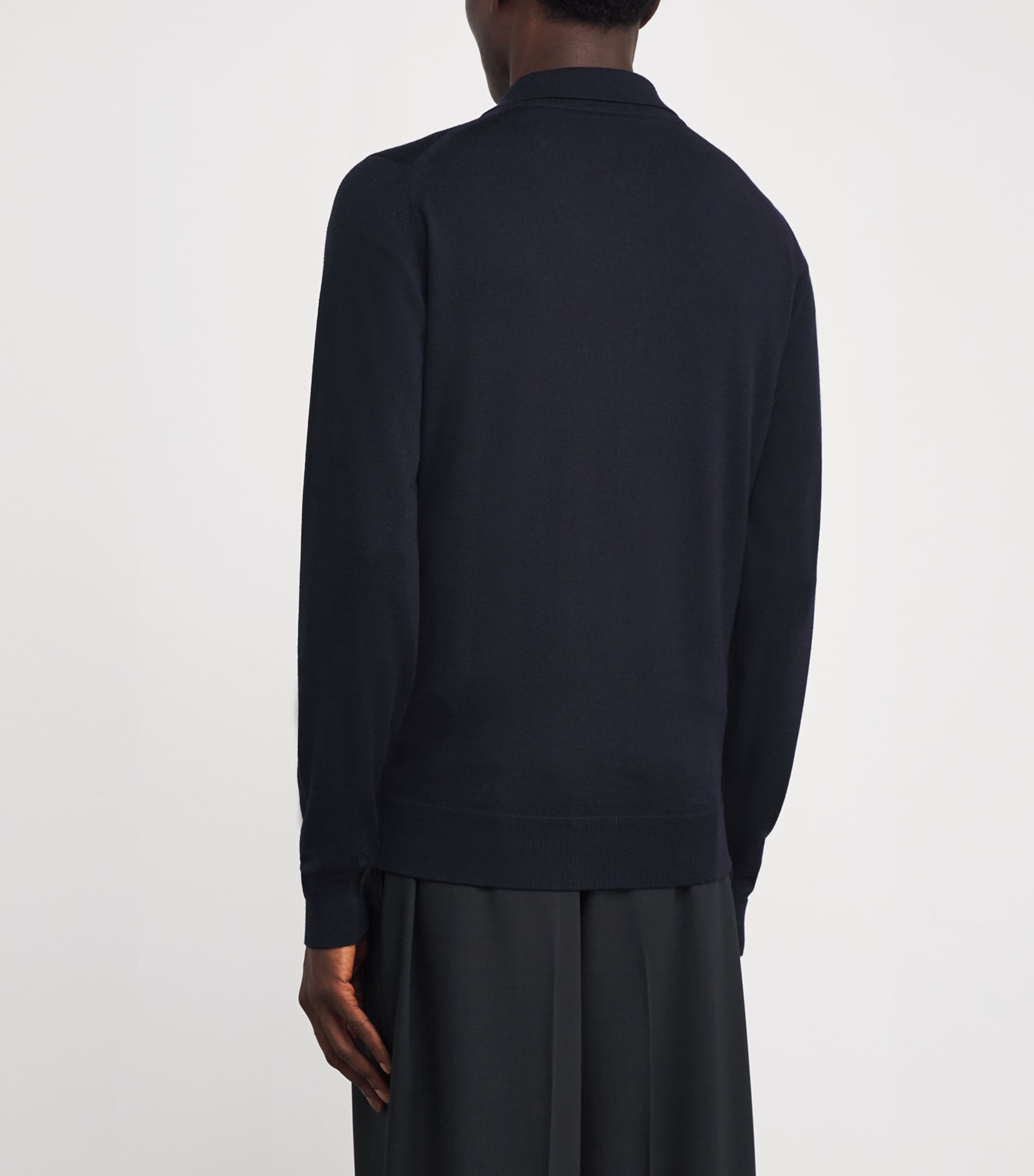 John Smedley Mens Merino Wool Hybrid Overshirt Midnight Image 4