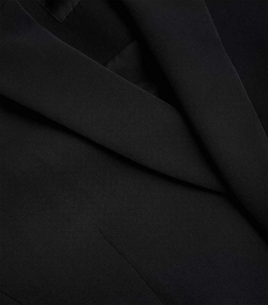 Chiffon-Trimmed Blazer 001 BLACK Image 5