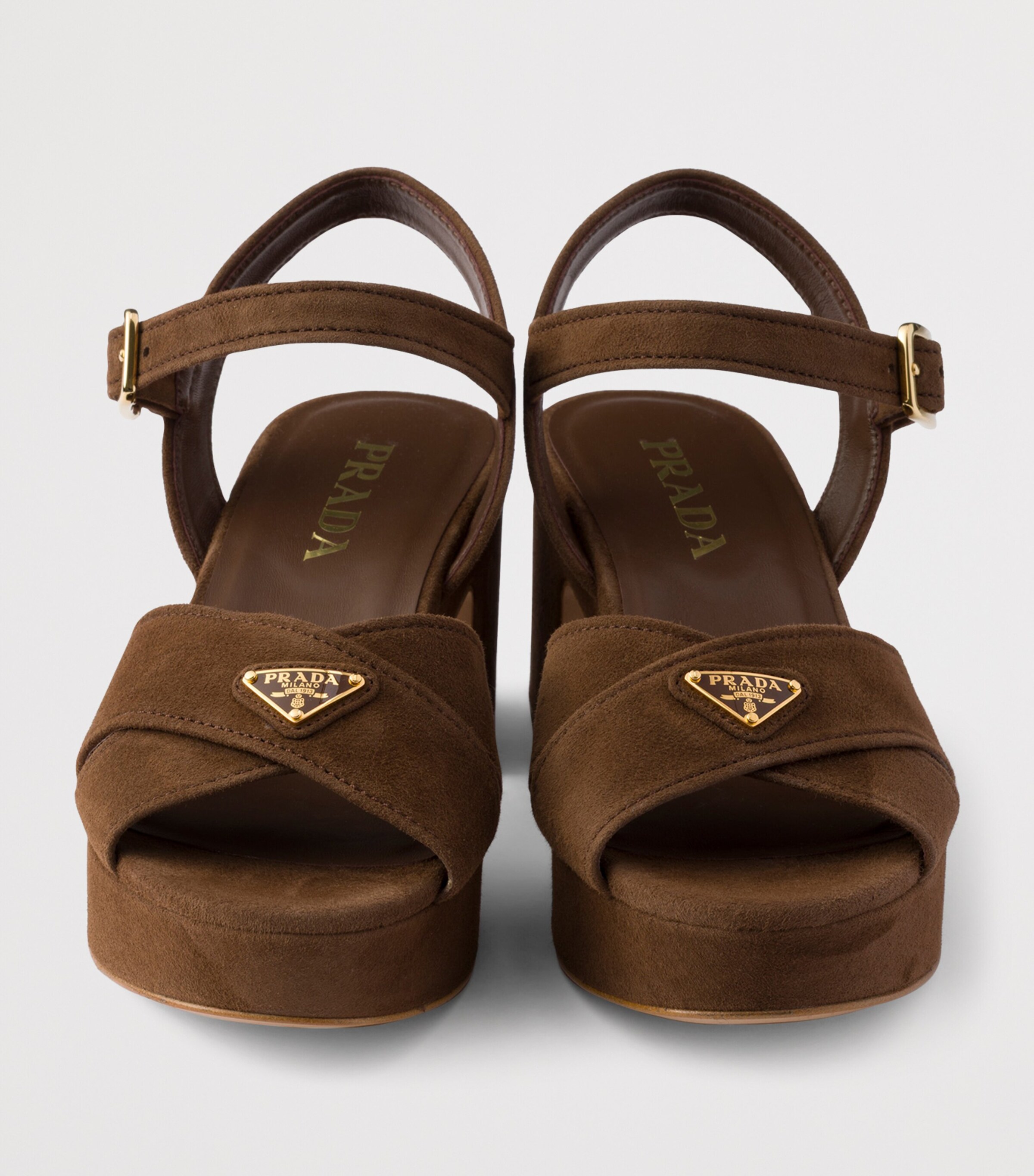 Prada Suede Platform Sandals 65 Brown Image 5