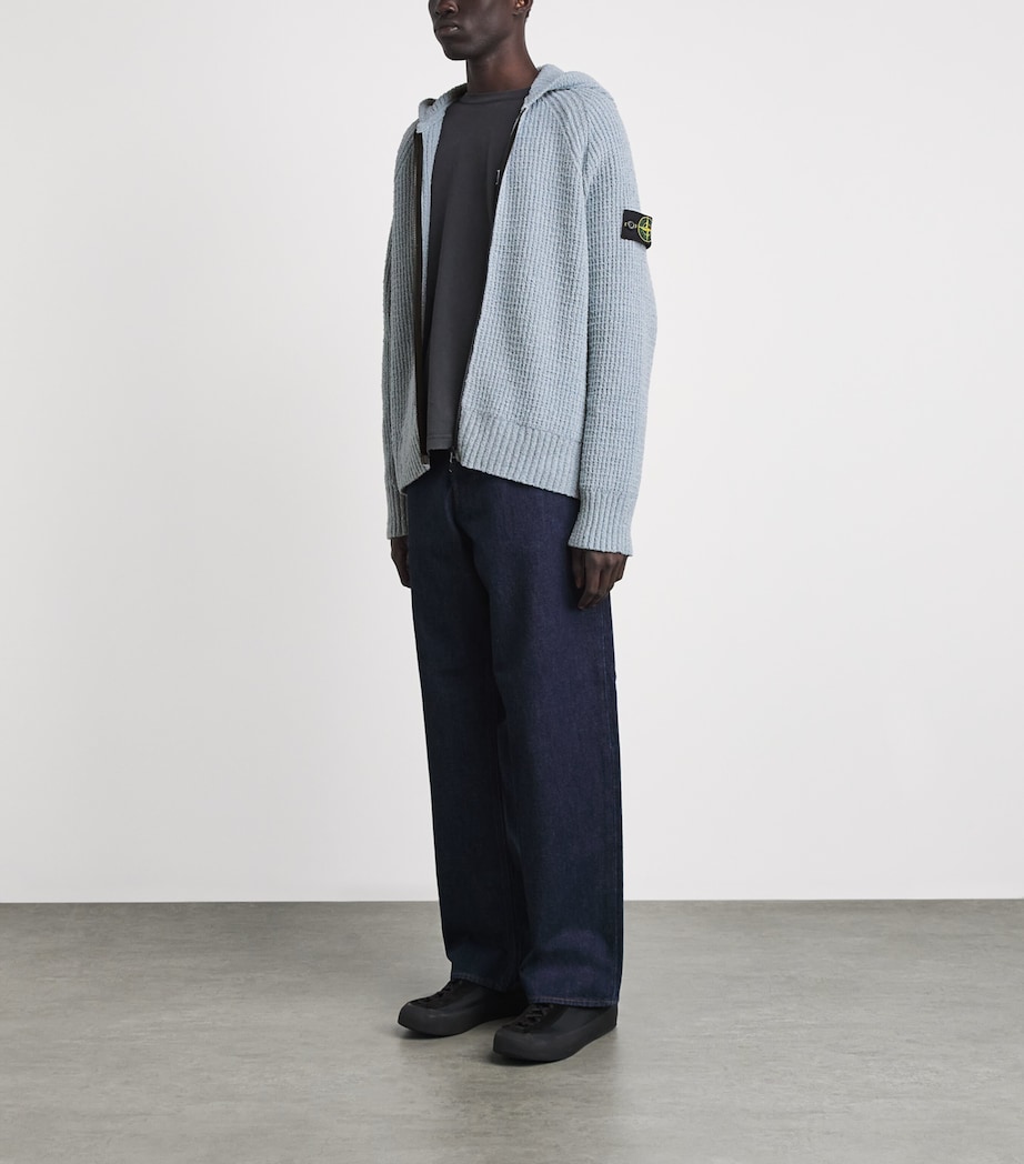 Stone Island Mens Cotton Bouclé Zip-Up Hoodie Image 2