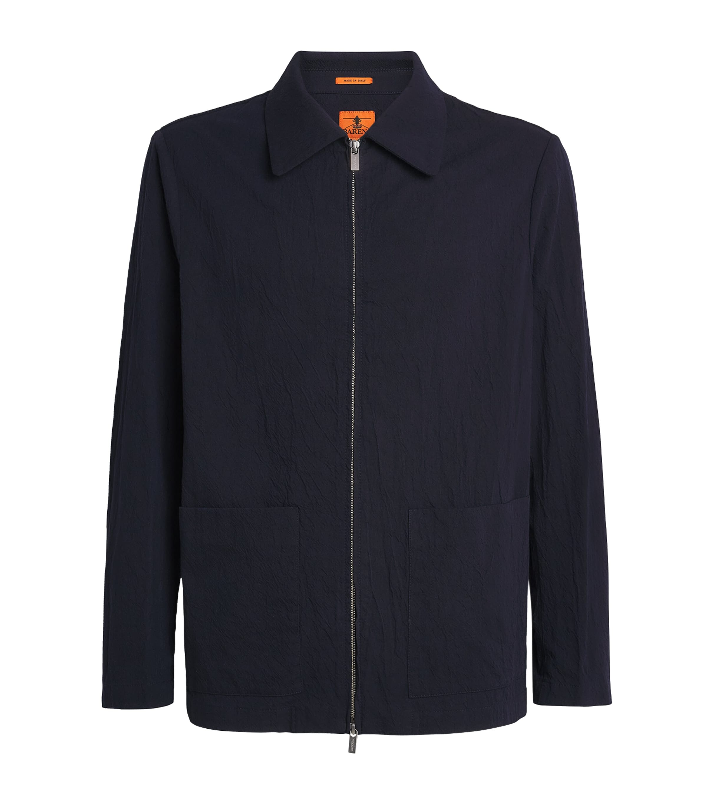 Barena Mens Cotton-Blend Crinkle Overshirt Navy Image 1