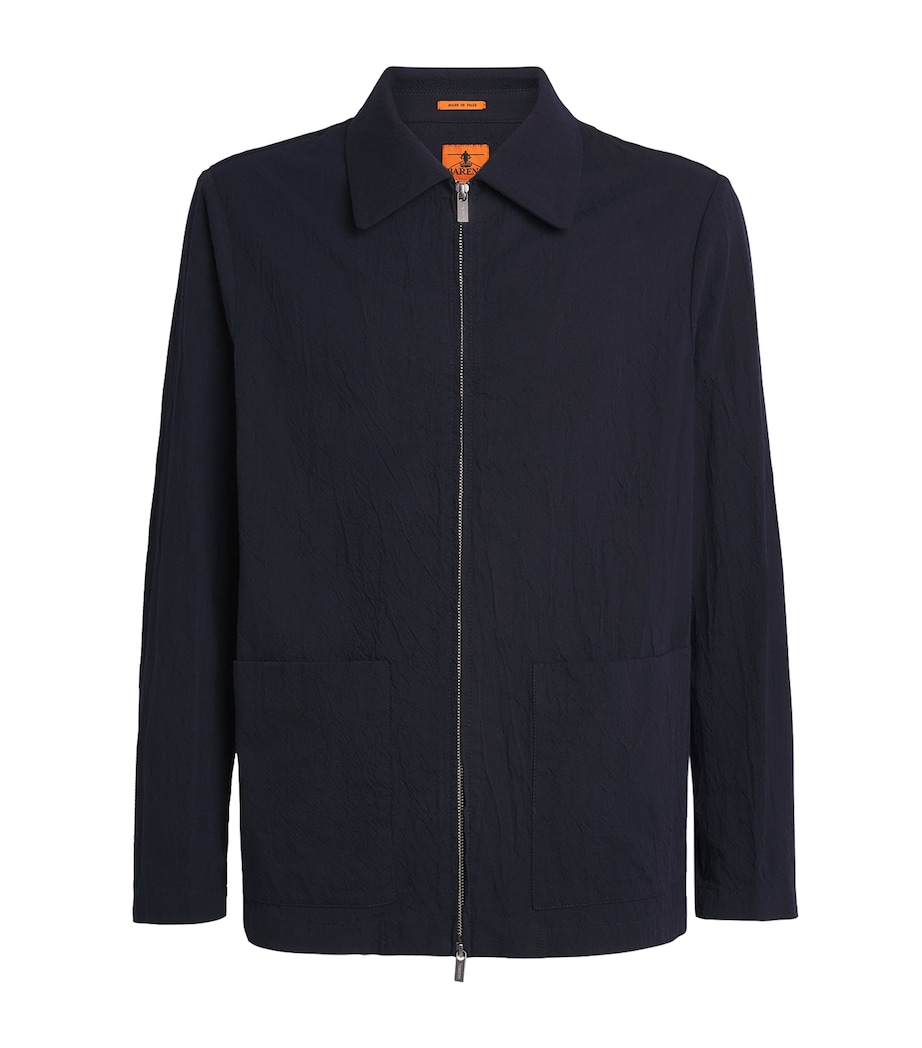 Barena Mens Cotton-Blend Crinkle Overshirt Navy Image 1