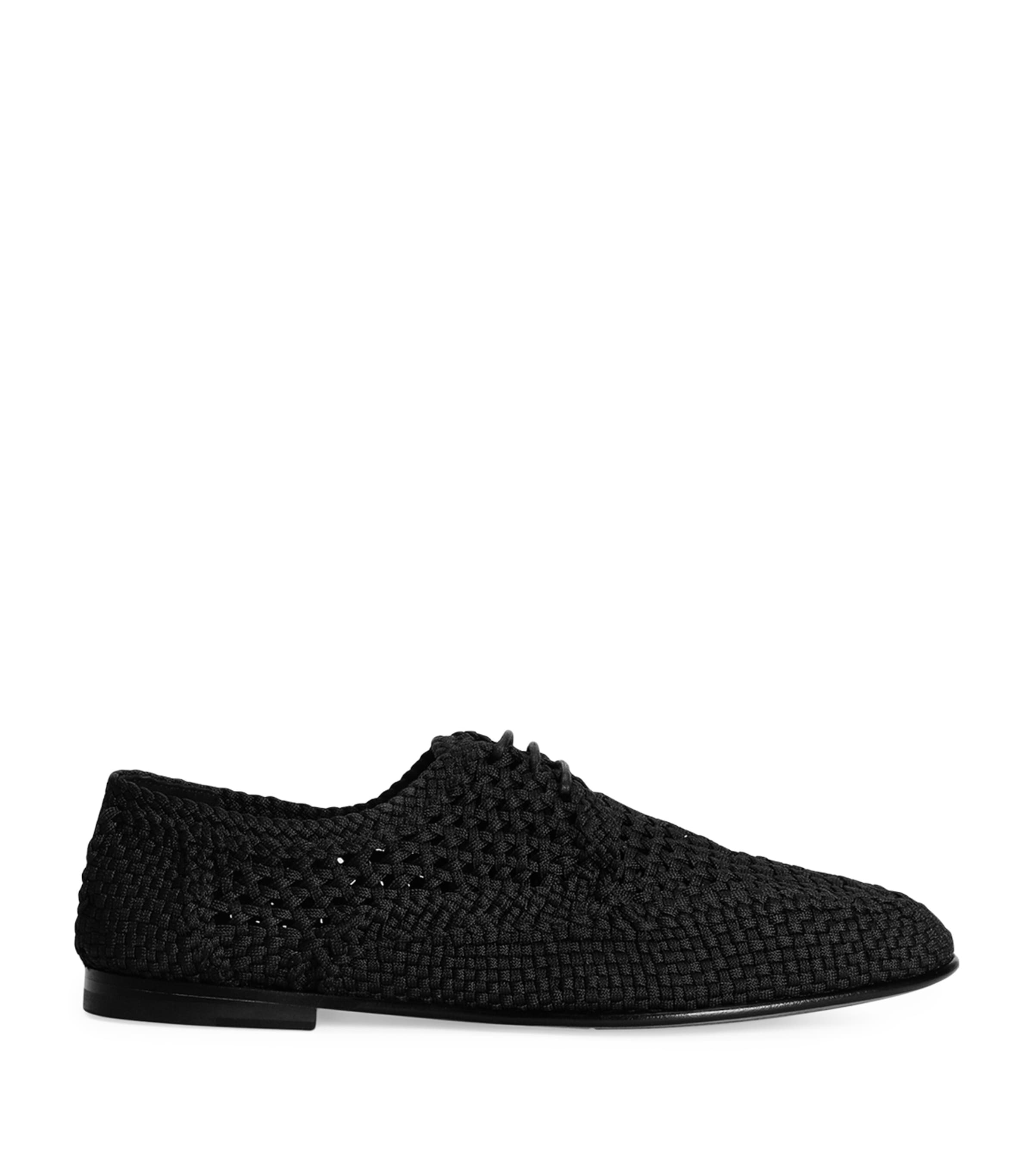 Dolce & Gabbana Black Crochet Lace-up Shoes