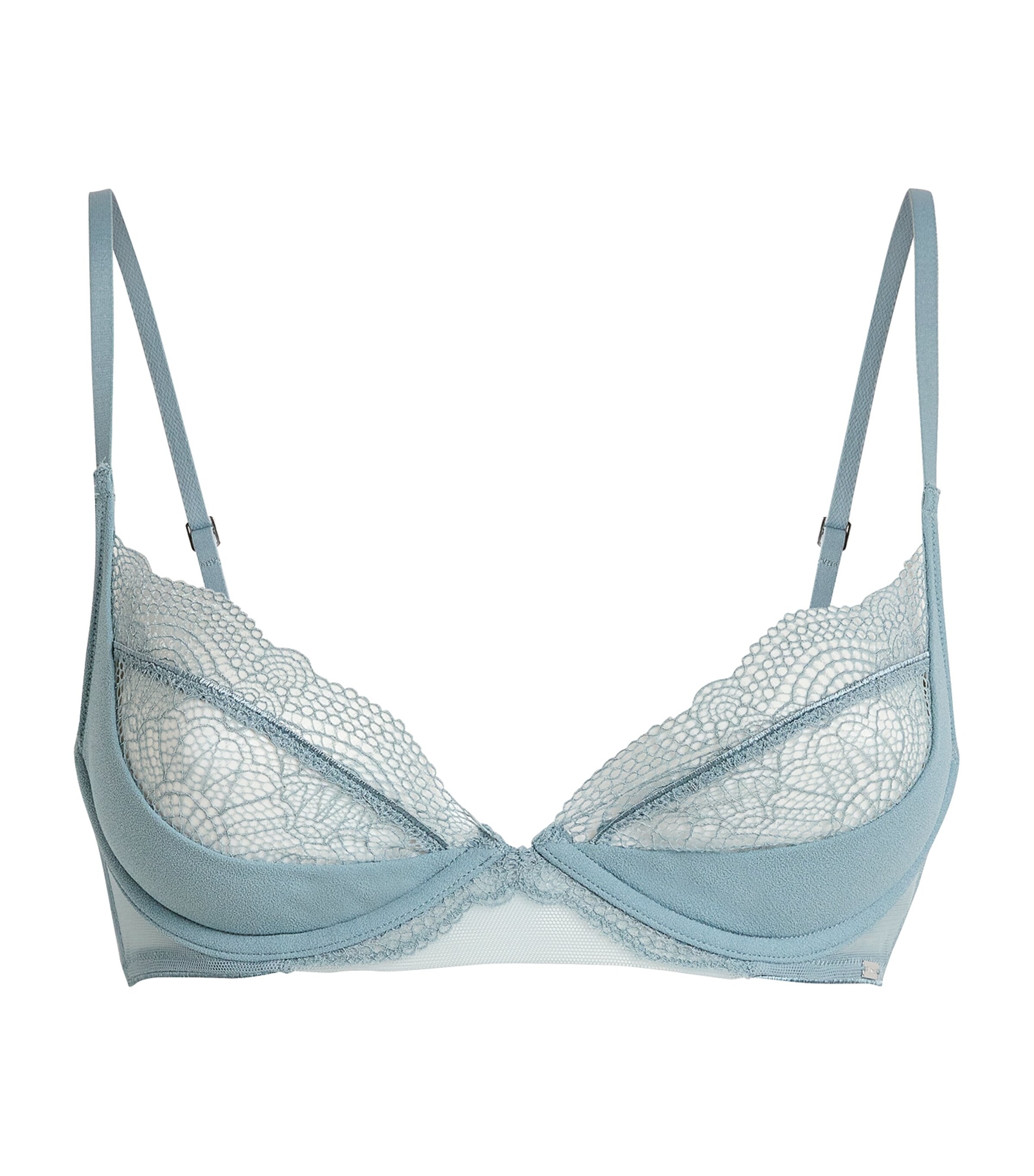 Calvin Klein Satin-Lace Plunge Bra | Women Clothing | Lingerie & Hosiery | Bras | Designers | Calvin Klein