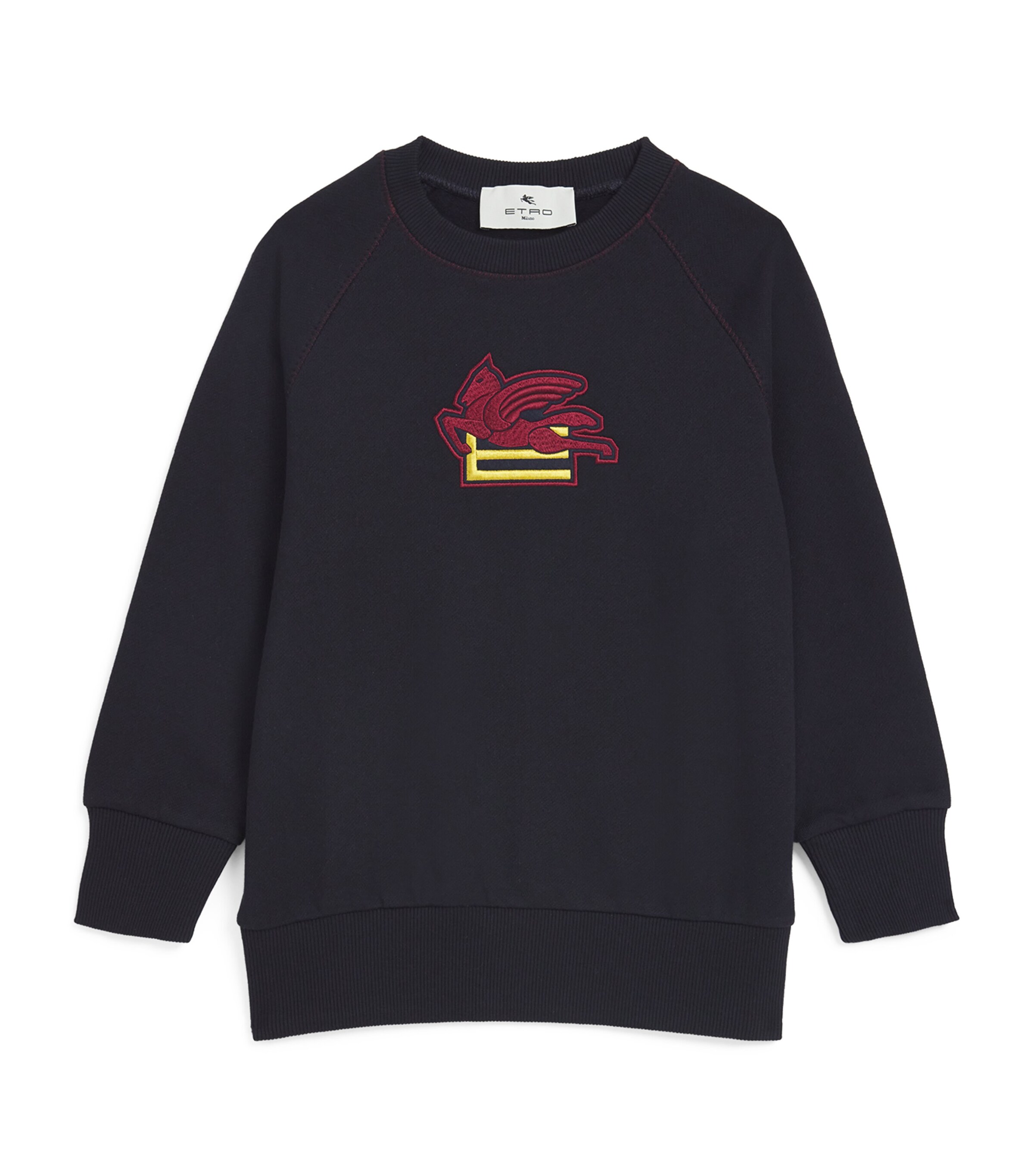 Etro Blue Sweatshirt For Boy With Pegaso And Logo In Navy