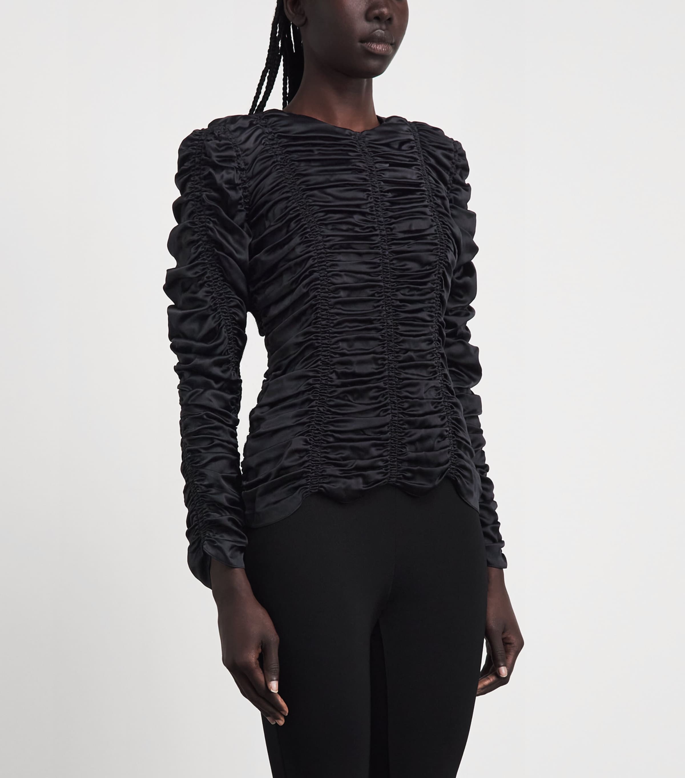 Khaite Womens Silk Charmeuse Rory Blouse Black Image 4