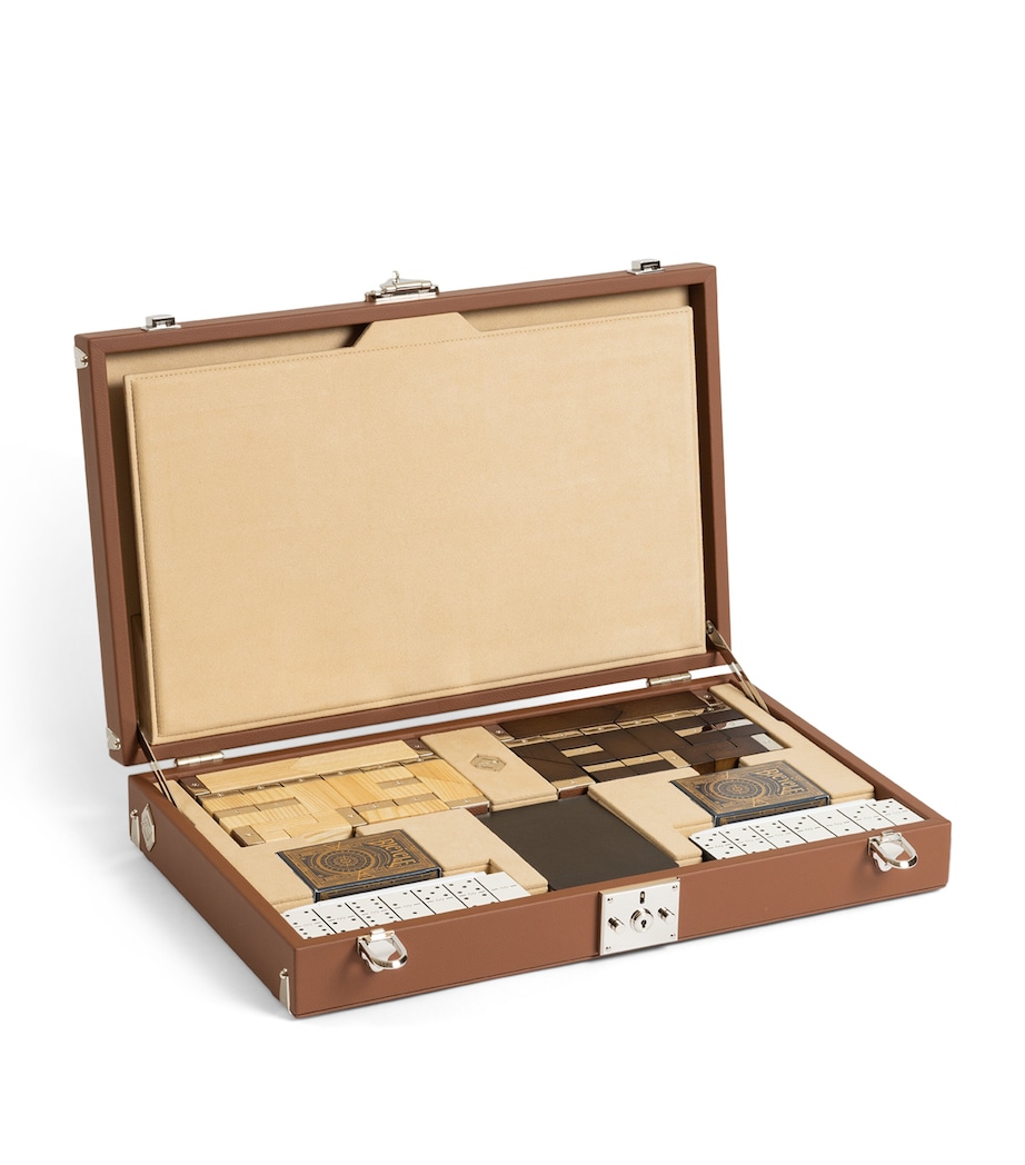 Leather-Maple Wood Chess Set COGNAC & WHEAT Image 1