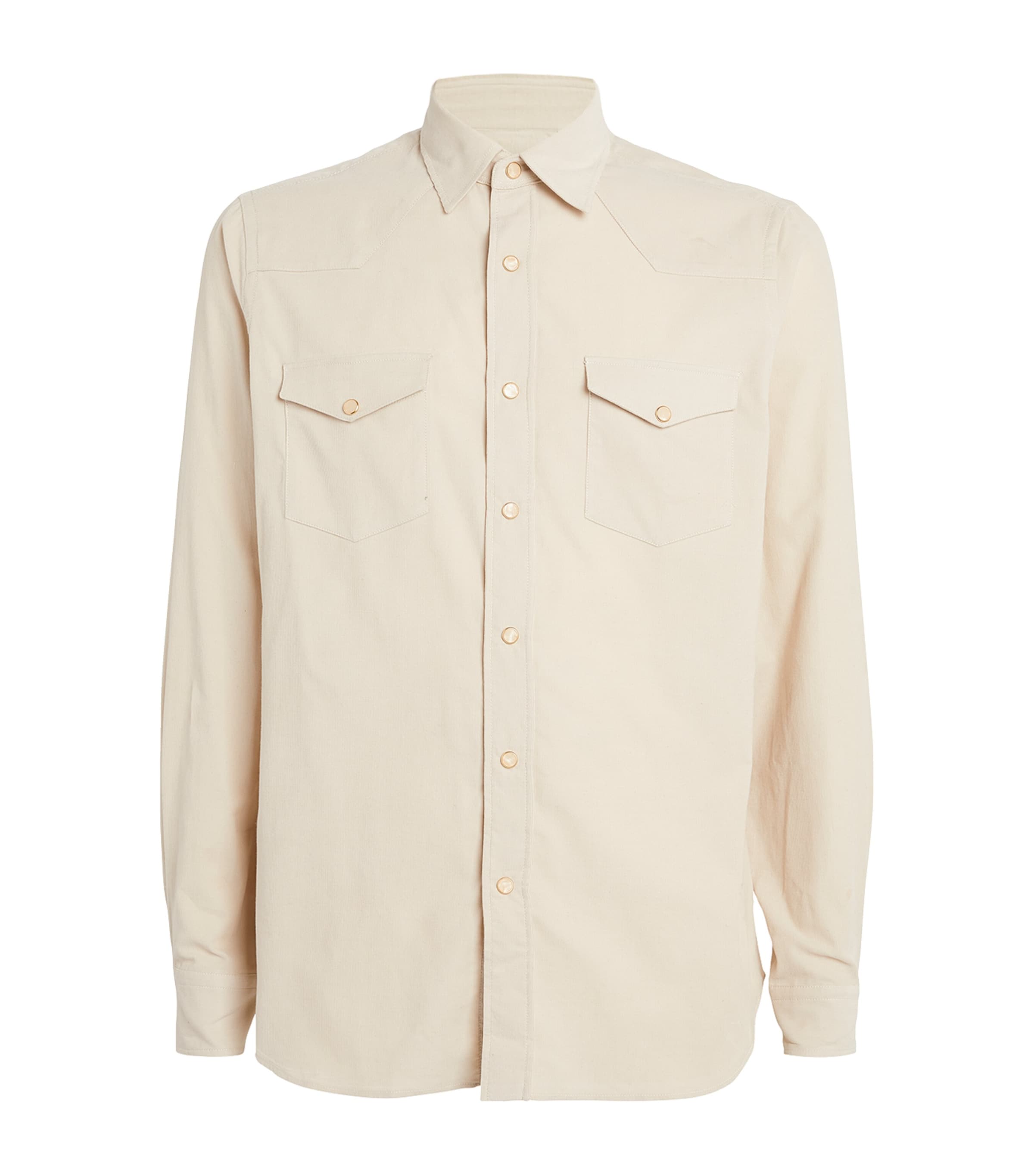 Shop Lardini Pearl Button Shirt In White