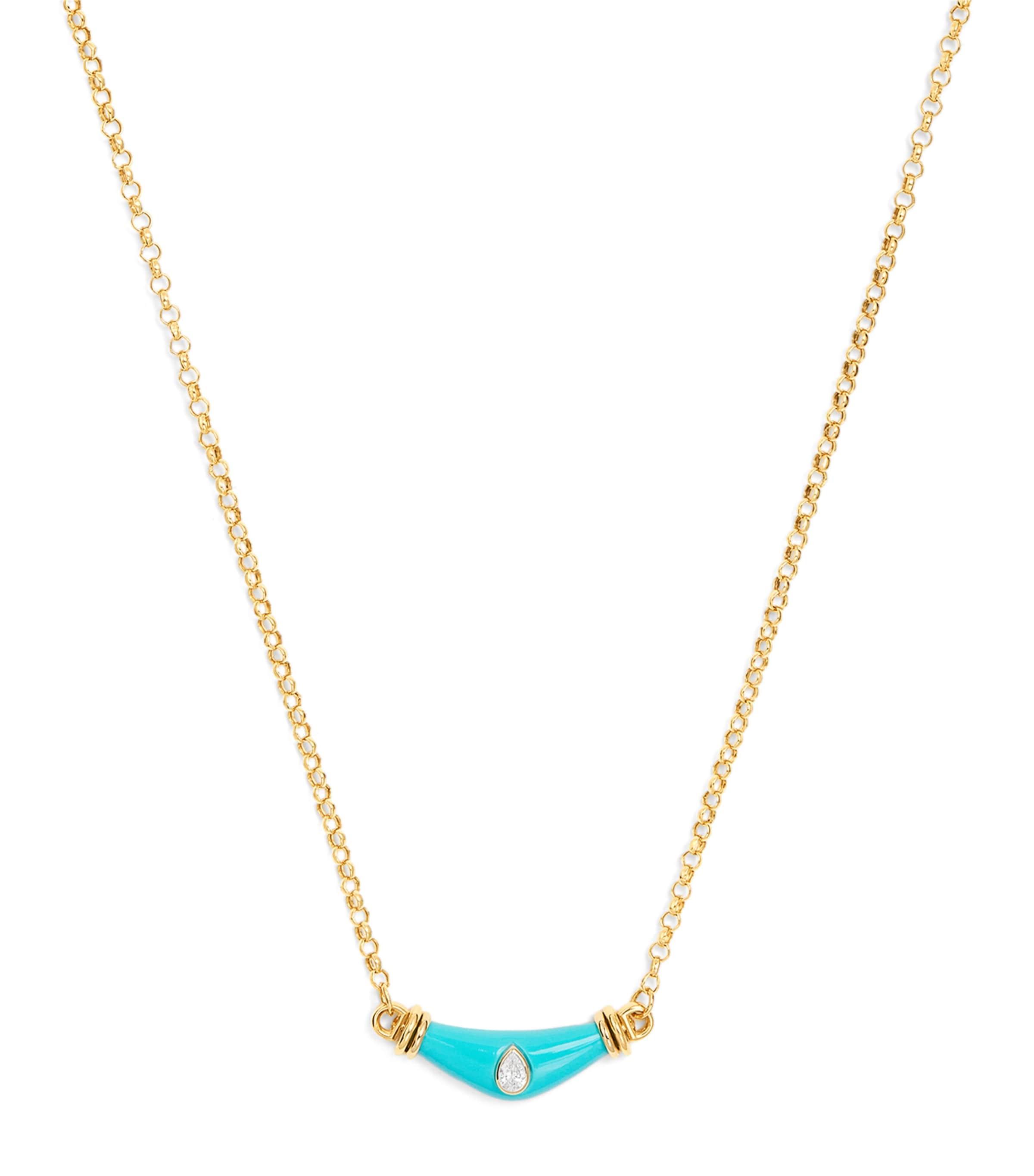 L'ATELIER NAWBAR Yellow Gold, Turquoise and Diamond N*93 Karma Necklace | Fine Jewellery | Fine Necklaces | Pendants | Designers | L'Atelier Nawbar