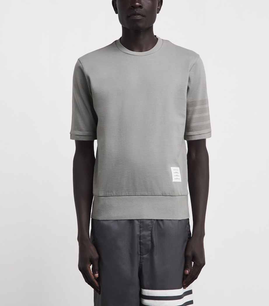Thom Browne Mens Cotton 4-Bar T-Shirt Lt Grey Image 4