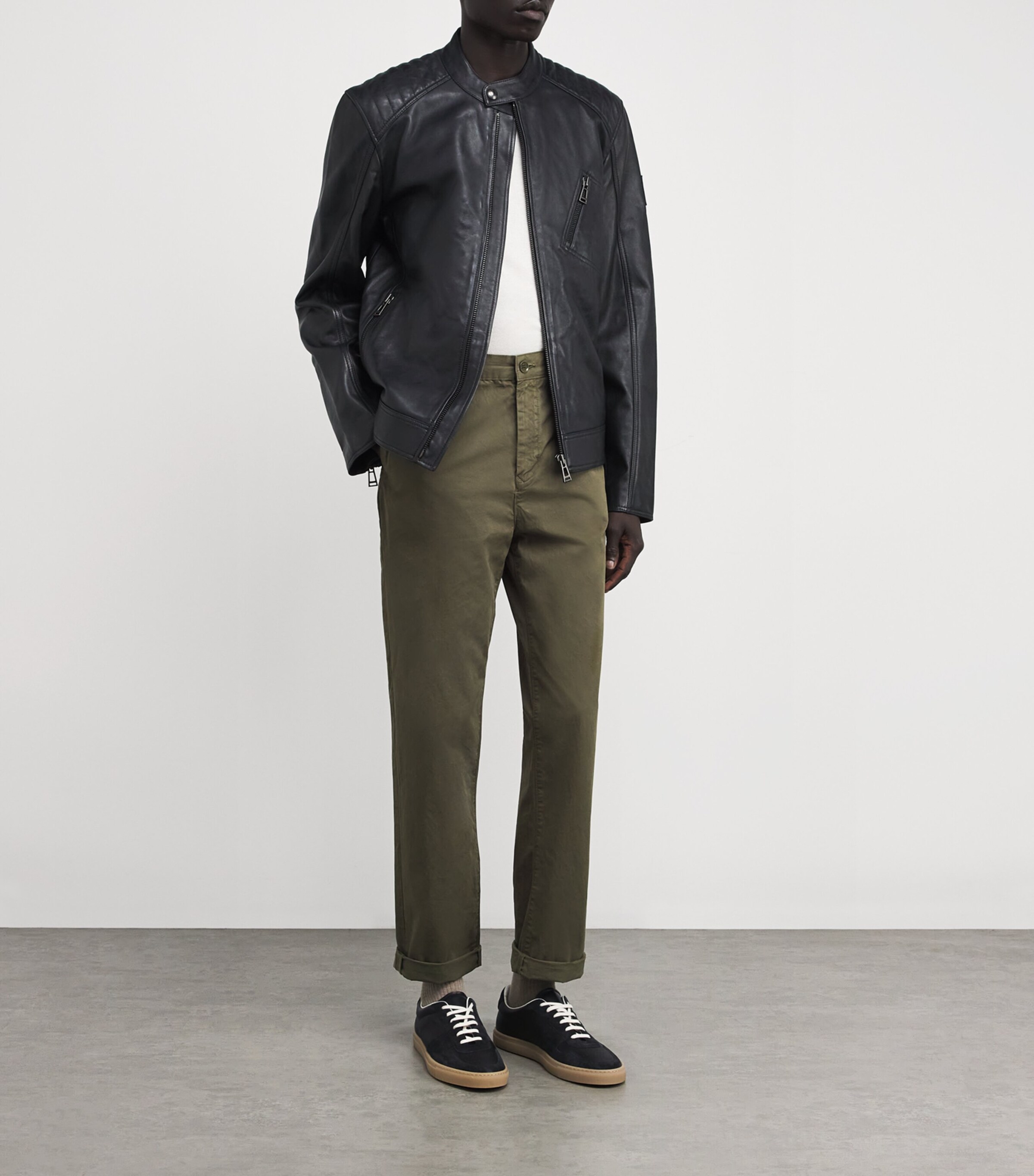 Leather and Suede BBall Sneakers BLACK Image 5