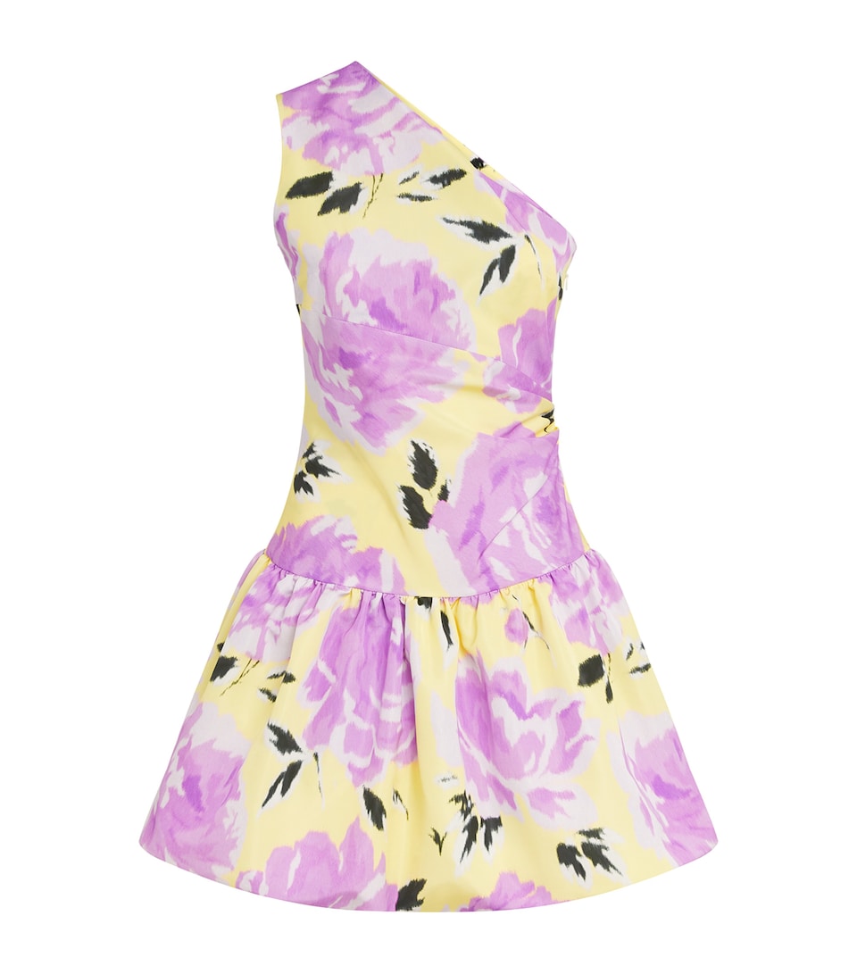 Patou One-Shoulder Printed Mini Dress Peony Garden