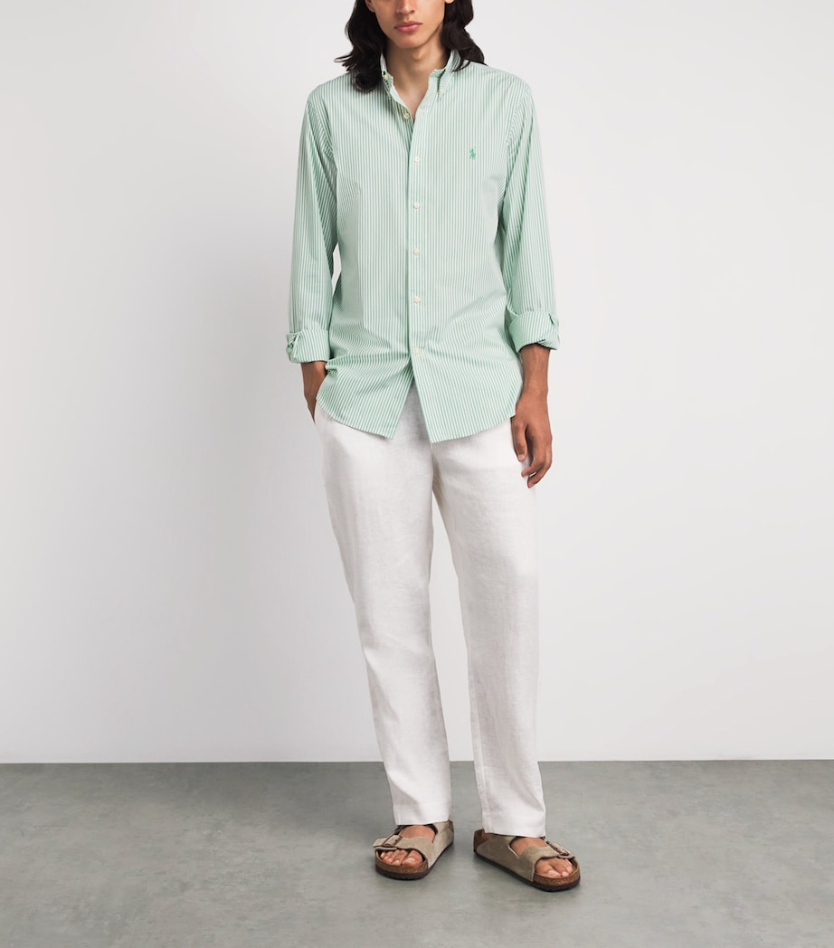 Polo Ralph Lauren Mens Stretch-Cotton Poplin Stripe Shirt Faded Mnt Wht Image 2