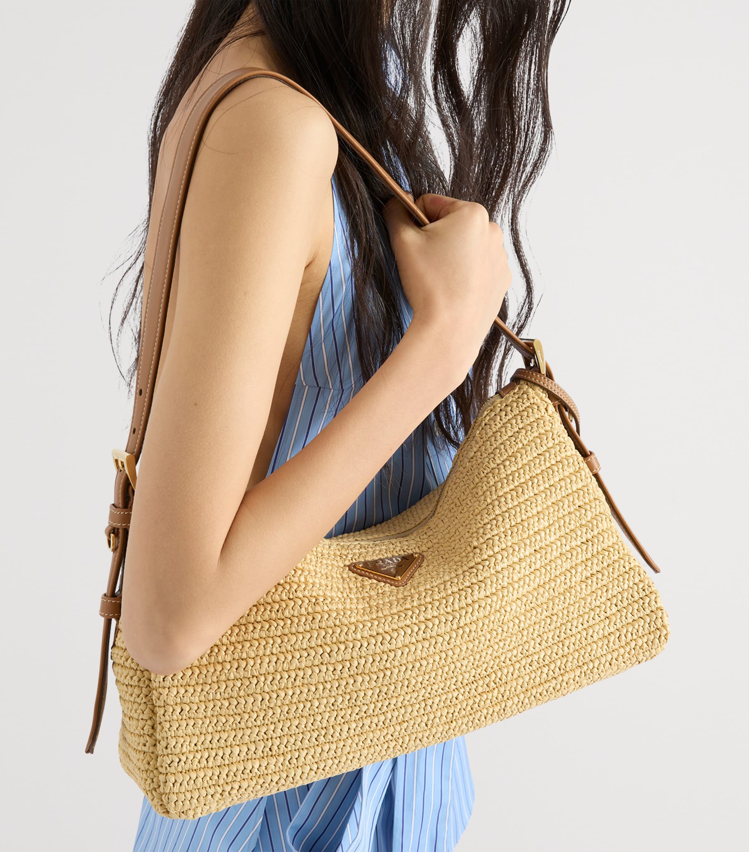 Large Crochet and Leather Aimée Shoulder Bag F0018 Image 6