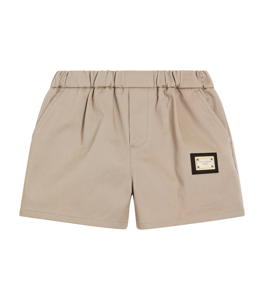 Dolce&Gabbana Kids Cotton Logo Shorts (3-36 Months) Dark Cord Image 1