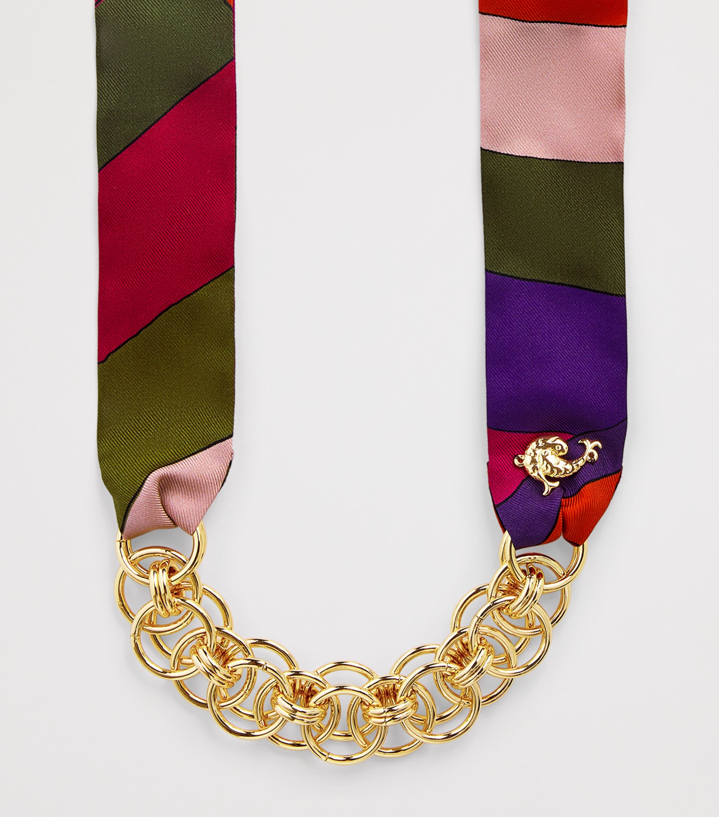 Silk Iride Print Scarf Necklace N01 Image 3