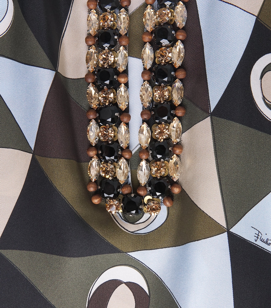 Silk Embellished Occhi Kaftan KHAKI BLUE048 Image 6