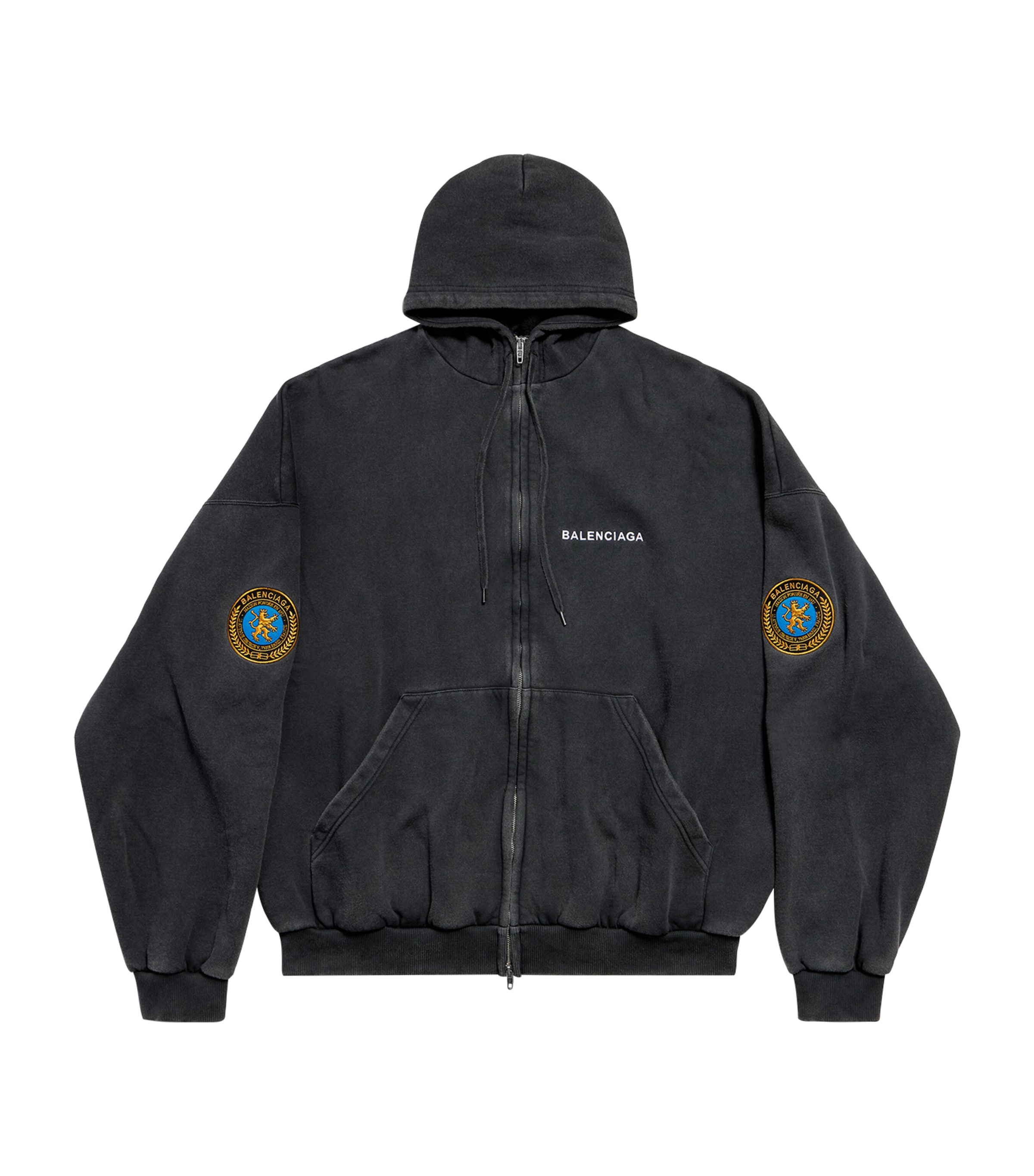 トップス BALENCIAGA  22ss  PATCH LOGO HOODY Balenciaga // Grey Logo Patch Hoodie – VSP Consignment