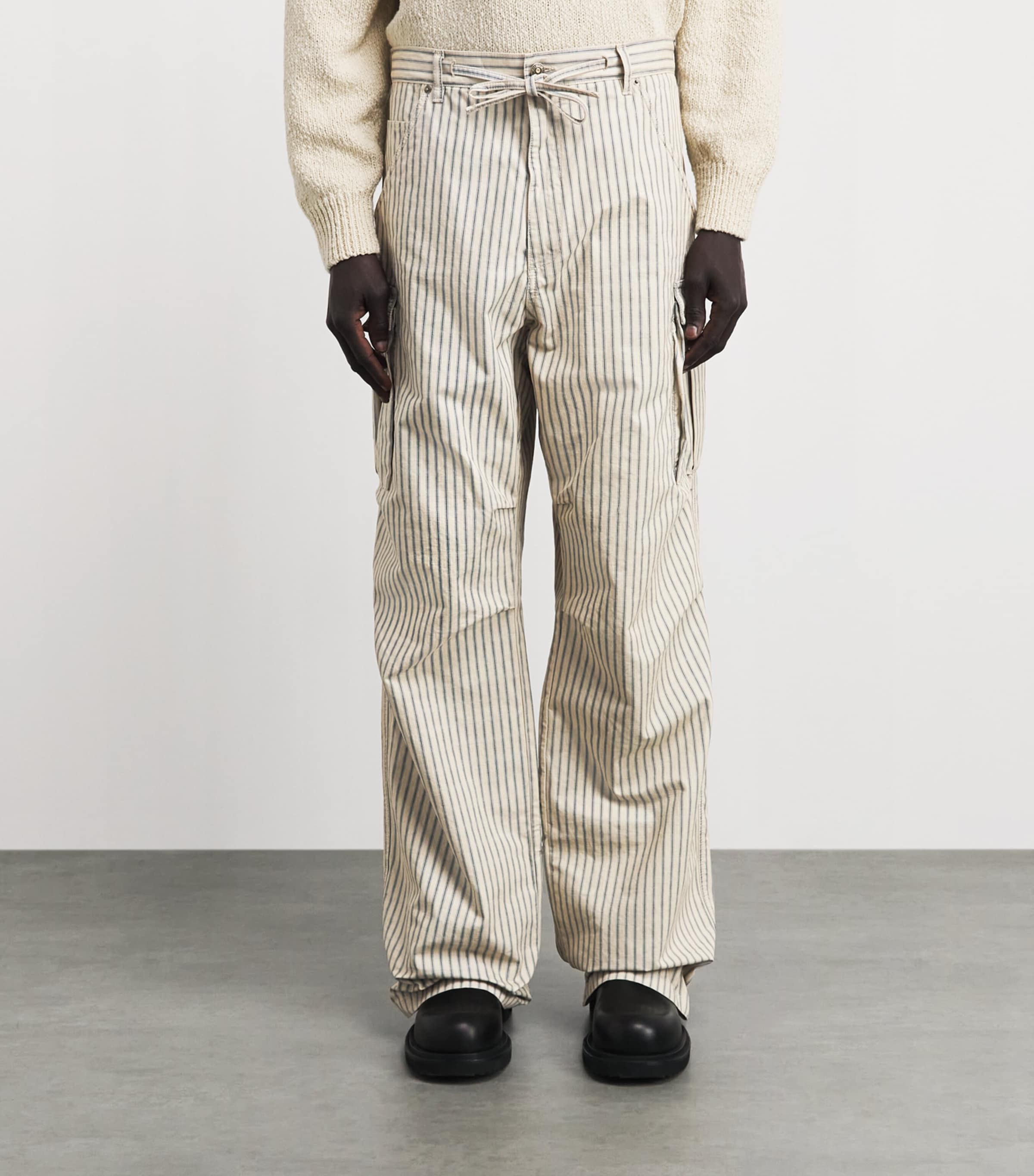 424 Mens Cotton Cargo Pants White/blu Image 4