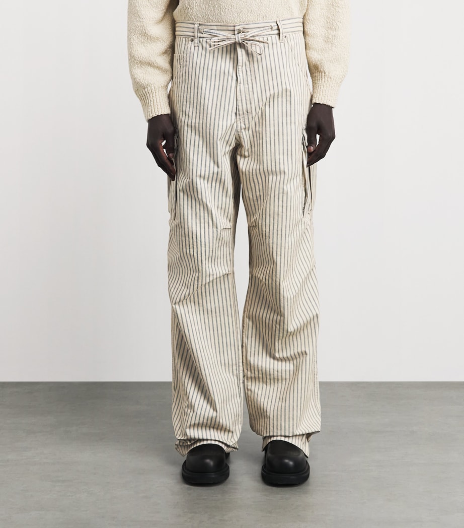 424 Mens Cotton Cargo Pants White/blu Image 4