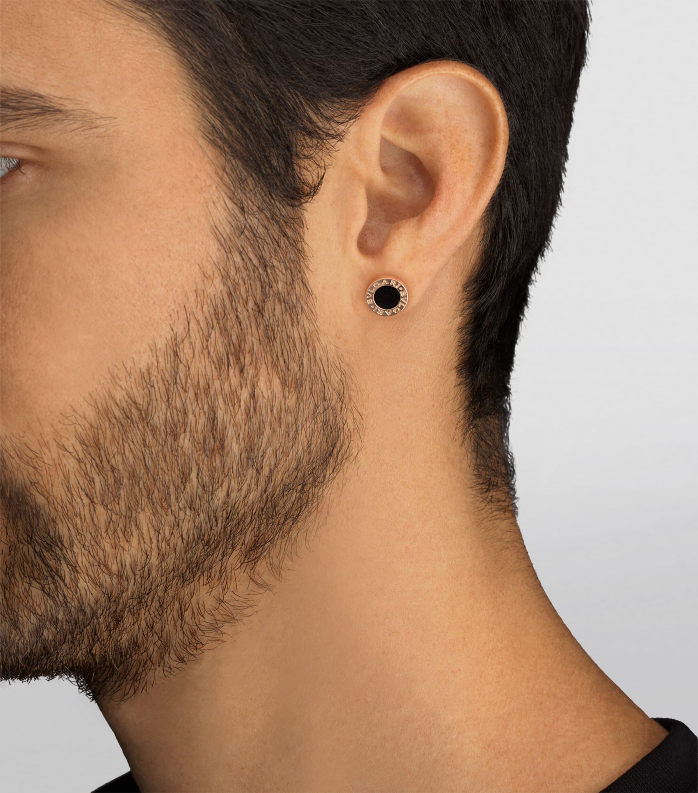 Rose Gold and Onyx BVLGARI BVLGARI Single Stud Earring PINK GOLD Image 4