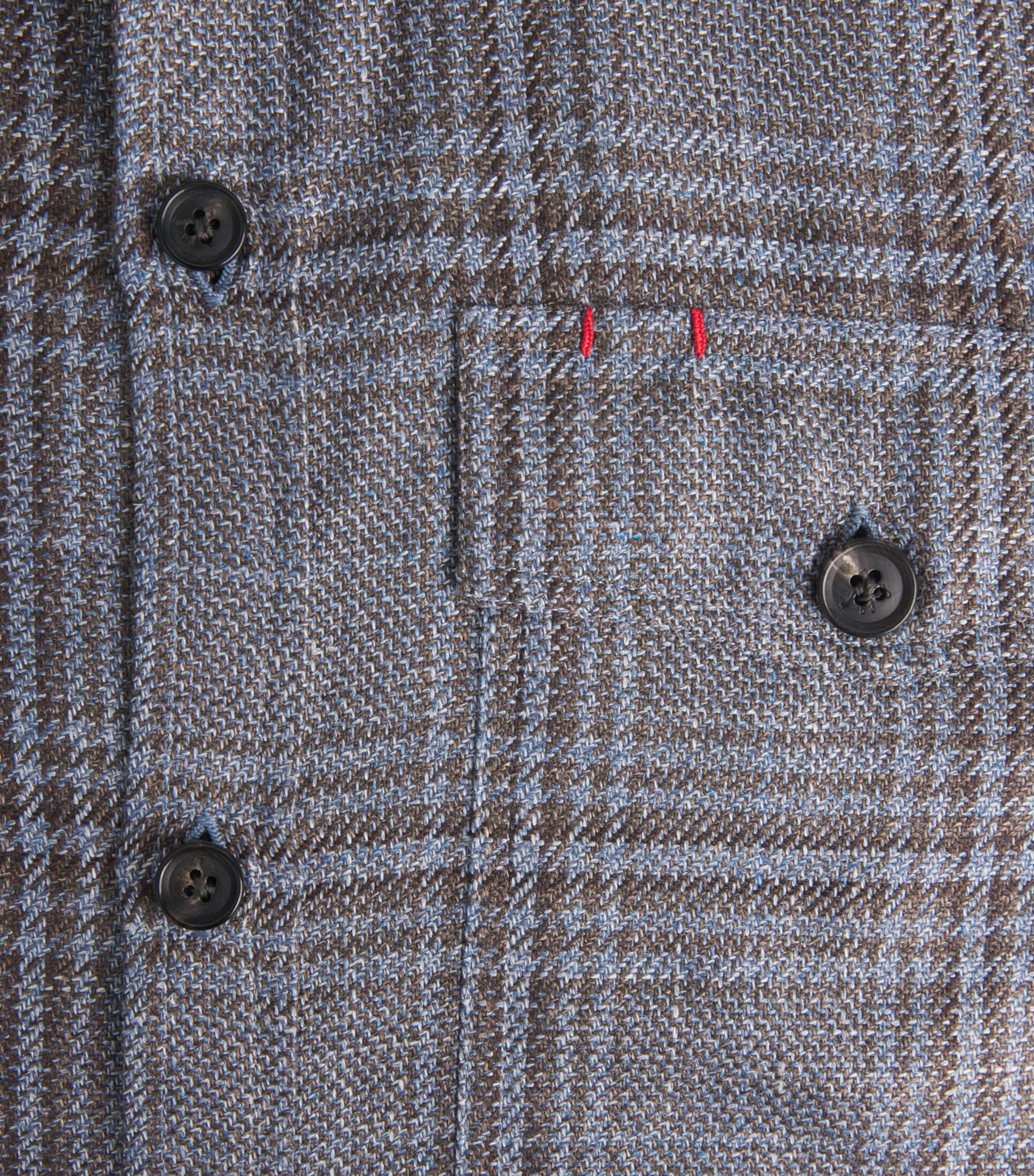 Isaia Mens Wool-Silk-Linen Check Overshirt Image 6