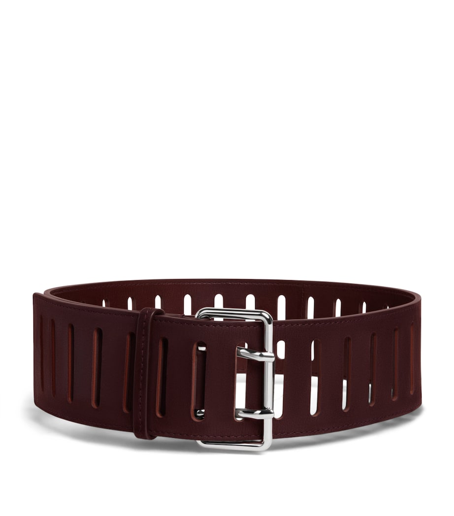 Alaïa Leather Rectangular Buckle Belt Bordeaux Image 1