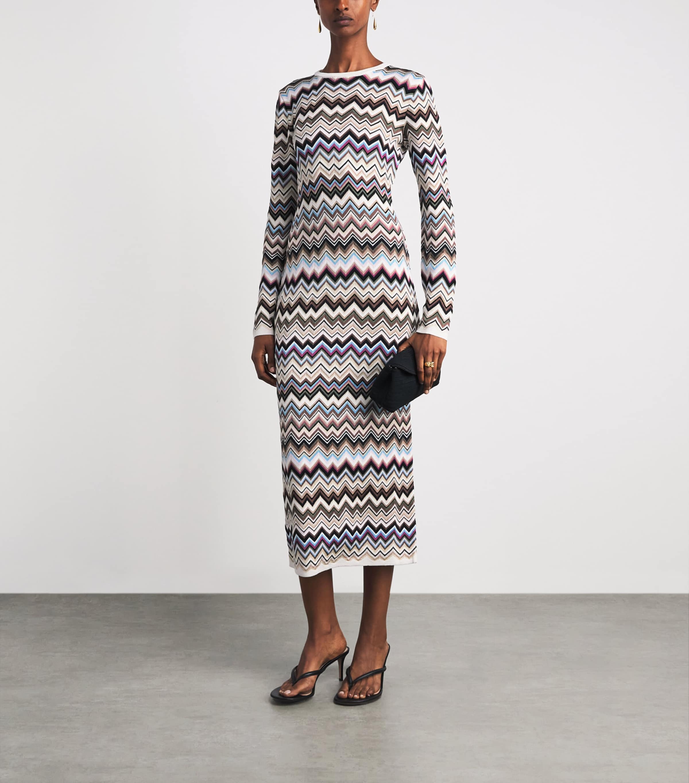 Missoni Womens Chevron Knit Midi Dress Smsplmtcl Bl,fsa,ntl Image 2