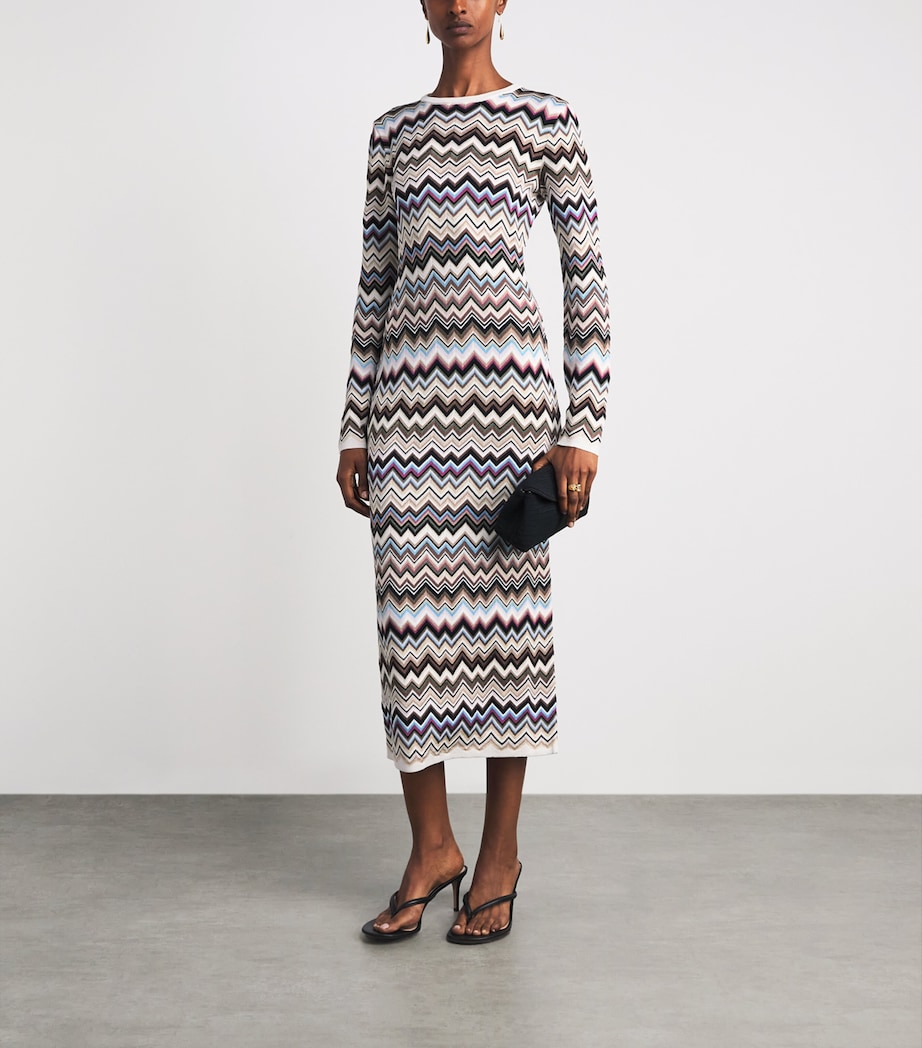 Missoni Womens Chevron Knit Midi Dress Smsplmtcl Bl,fsa,ntl Image 2