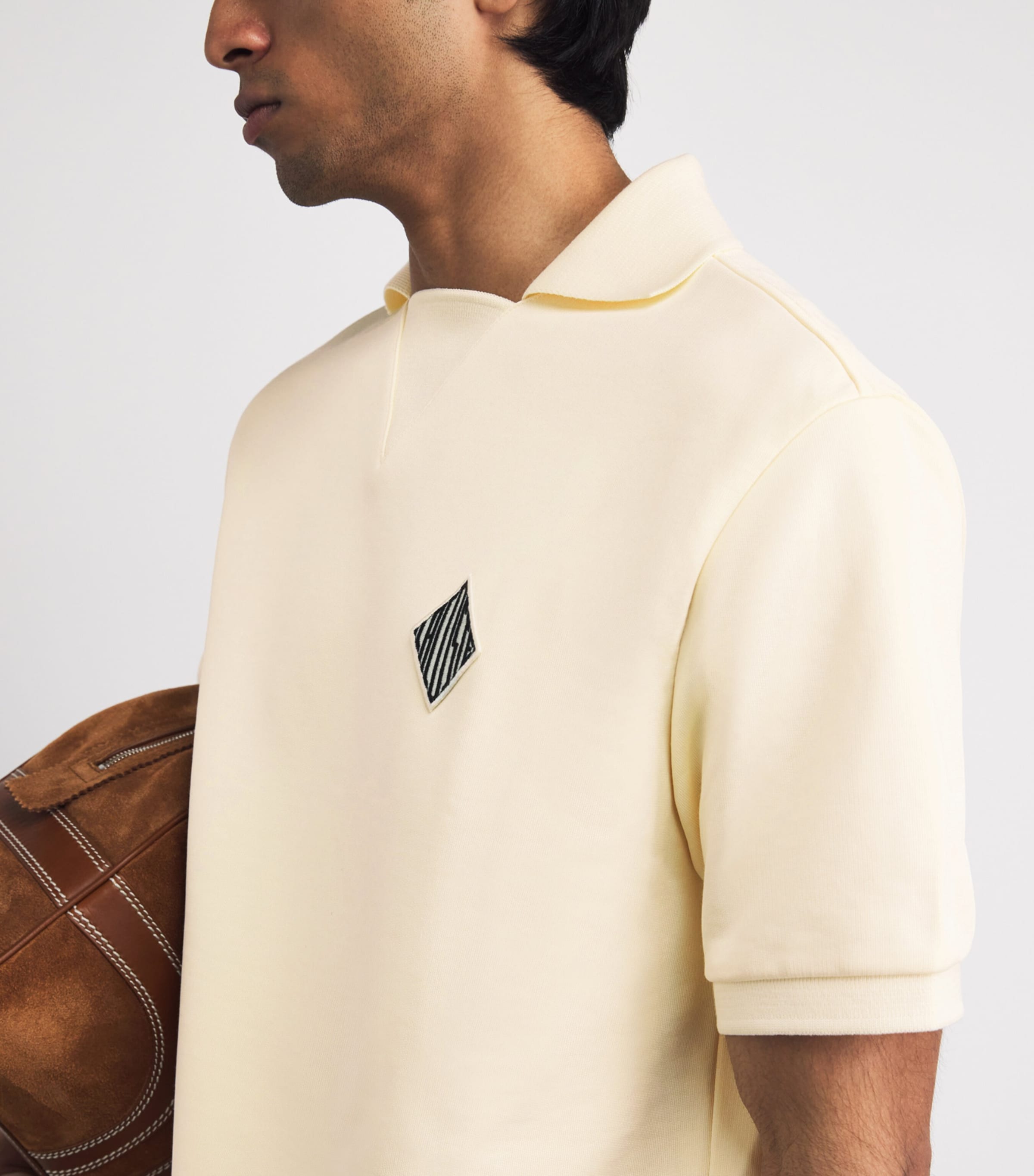 Lacoste Mens Jersey Open-Collar Polo Shirt Cream Image 3