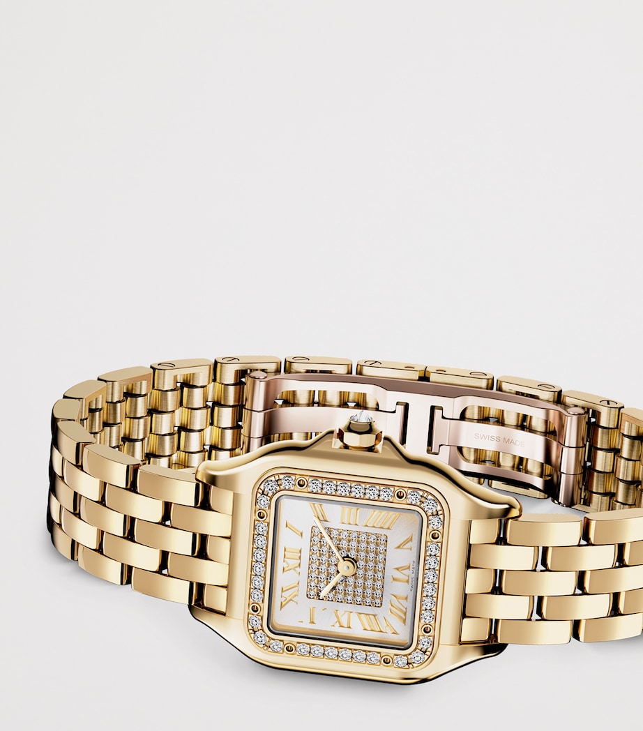 Small Yellow Gold and Diamonds Panthère de Cartier Watch 23mm SILVERED Image 6