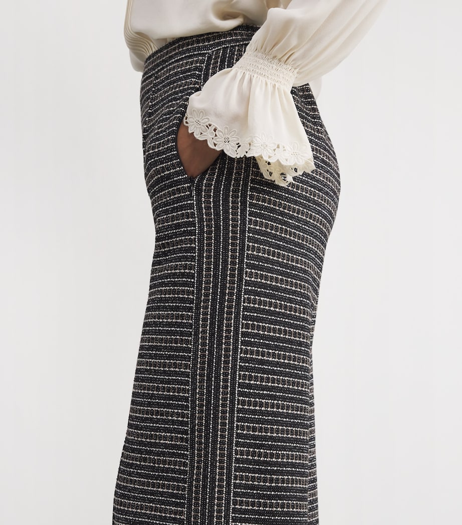ME+EM Womens Tweed AM-PM Wide-Leg Trousers Black Multi Image 6