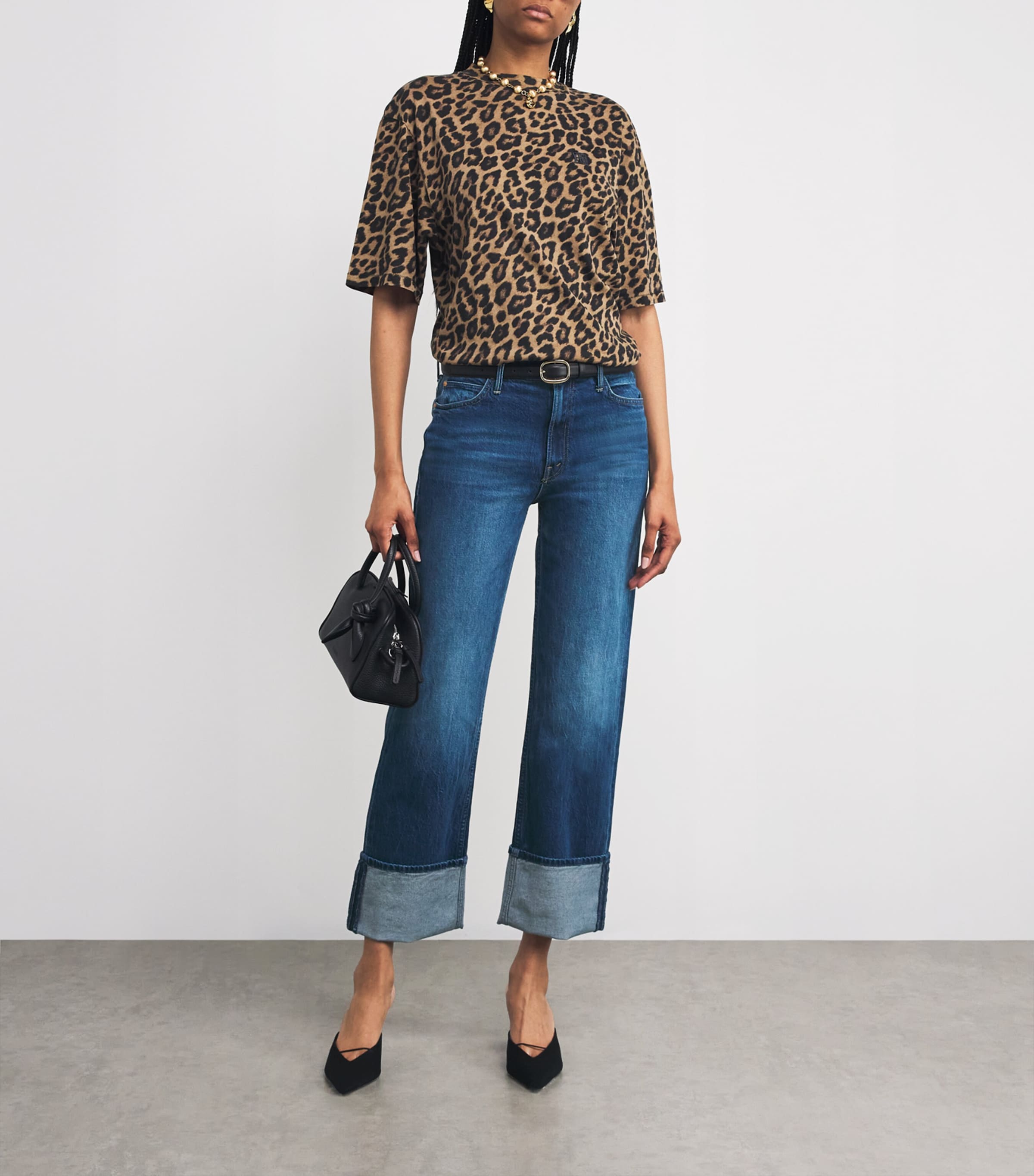 MOTHER Womens The Checkerboard Duster Flood Cuff Jeans Bunny Hop Image 2