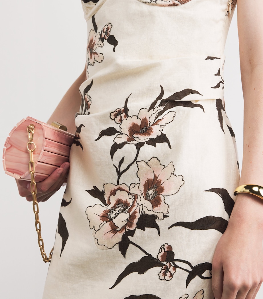 SIR. Womens Linen Peony Balconette Maxi Dress Peony Floral Image 3